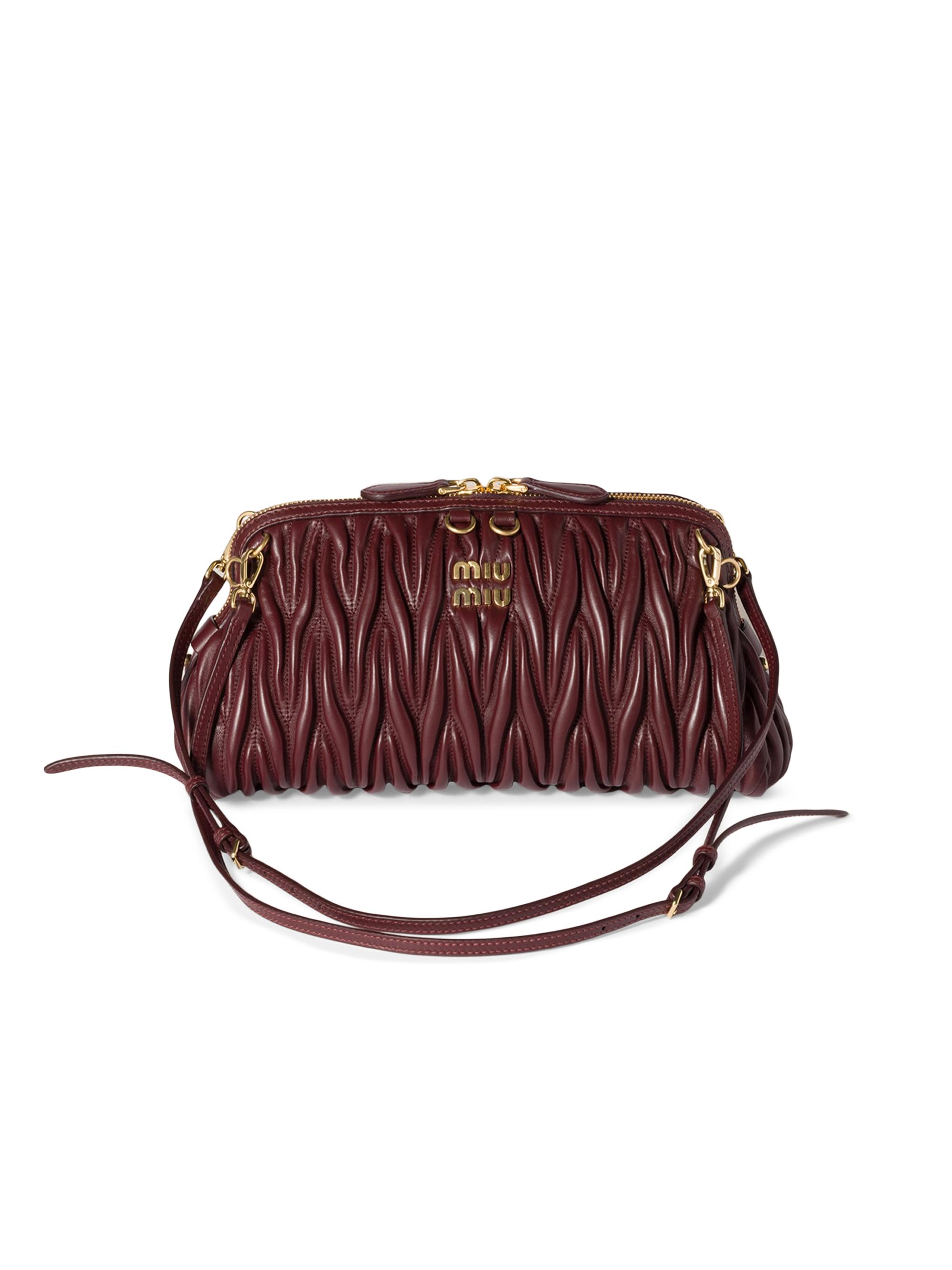Miu Miu Women's Matelassé Nappa Leather Shoulder Bag - Dark Red