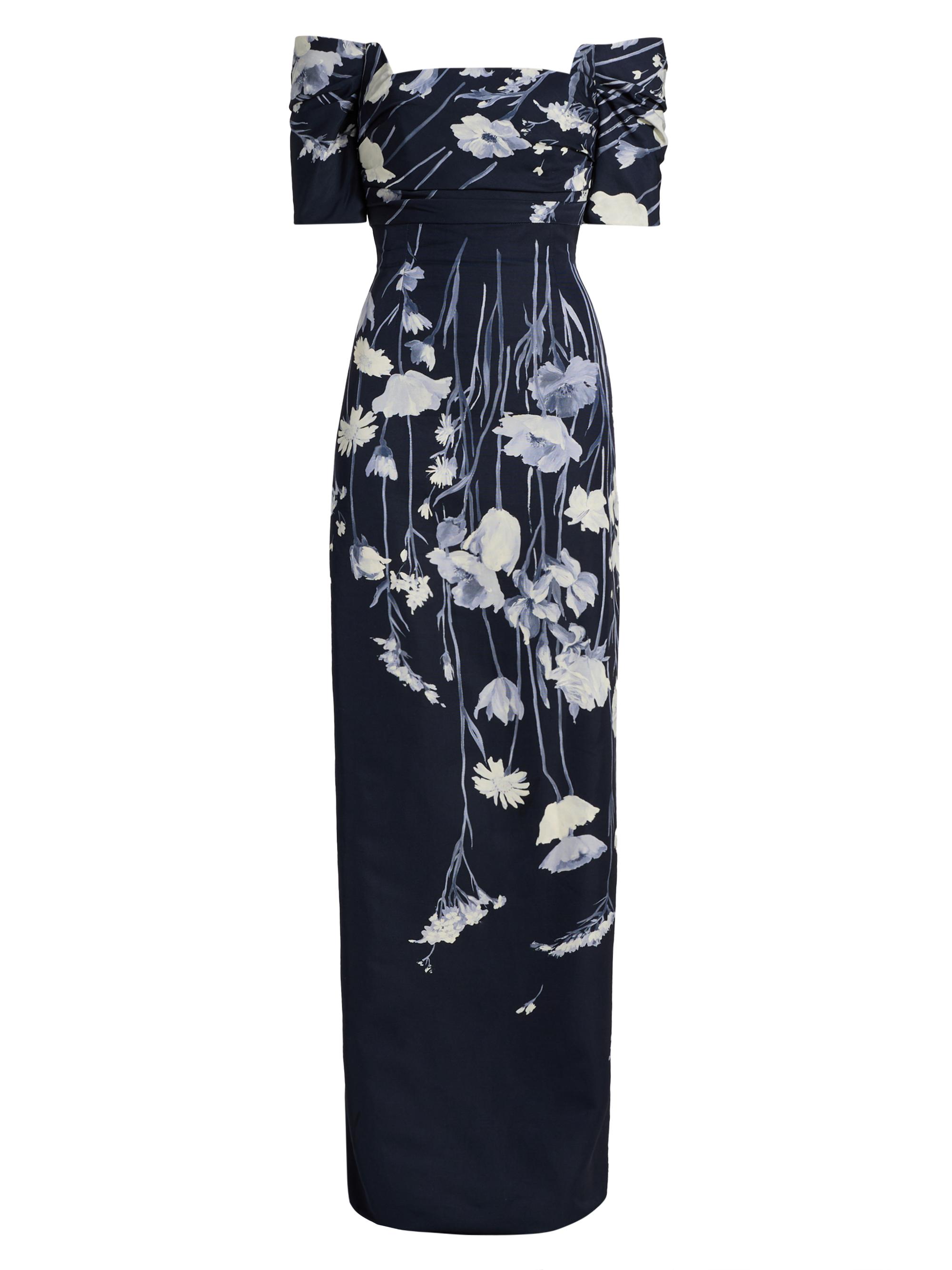 Lela Rose Women's Floral Faille Off-The-Shoulder Gown - Navy Multi