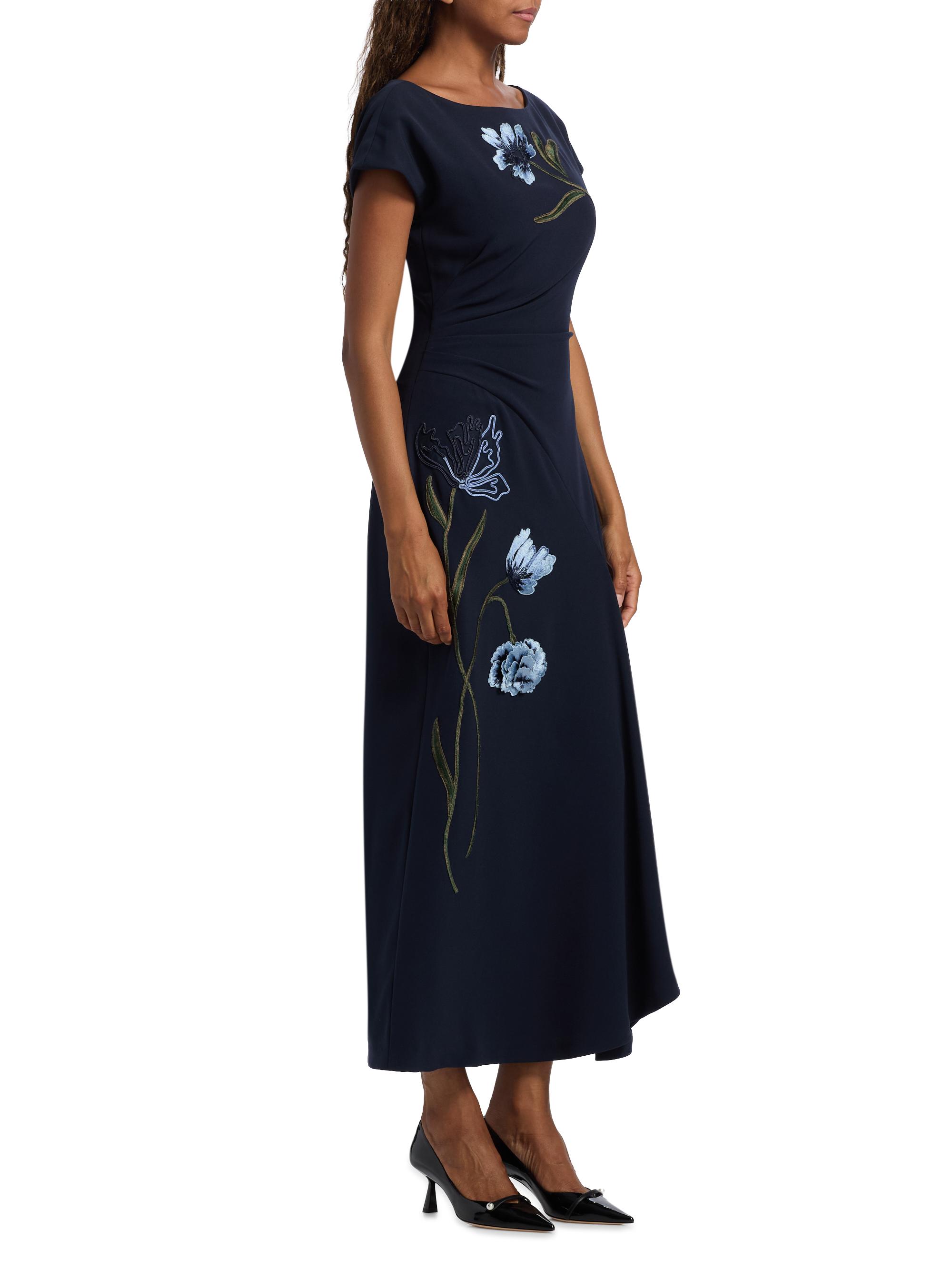 Lela Rose Cascade Floral Corded Crêpe Cocktail Dress Saks Fifth Avenue