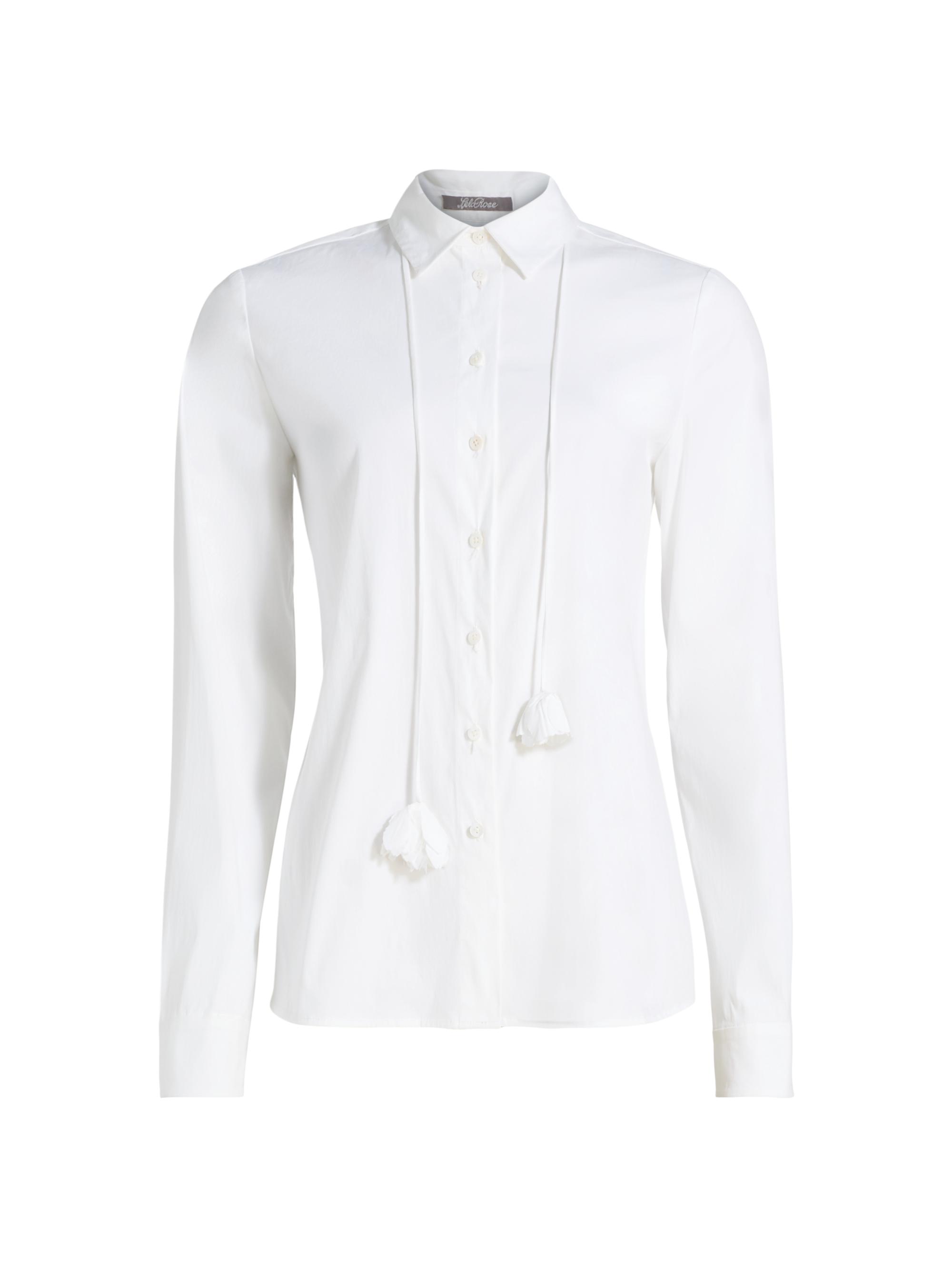 Lela Rose Women's Drop Flower Cotton Poplin Shirt - White