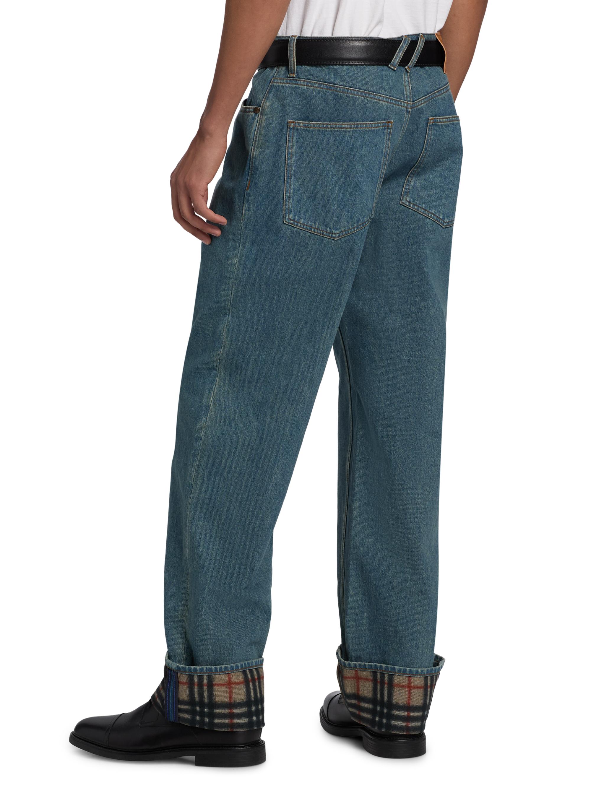 Burberry Dexter Check-Trimmed Straight-Leg Jeans | Saks Fifth Avenue