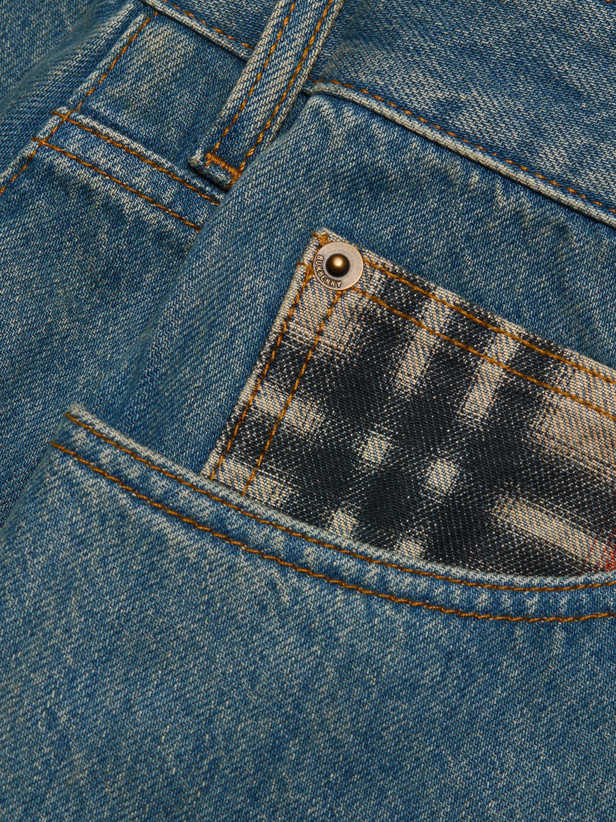 Burberry Dexter Check-Trimmed Straight-Leg Jeans | Saks Fifth Avenue