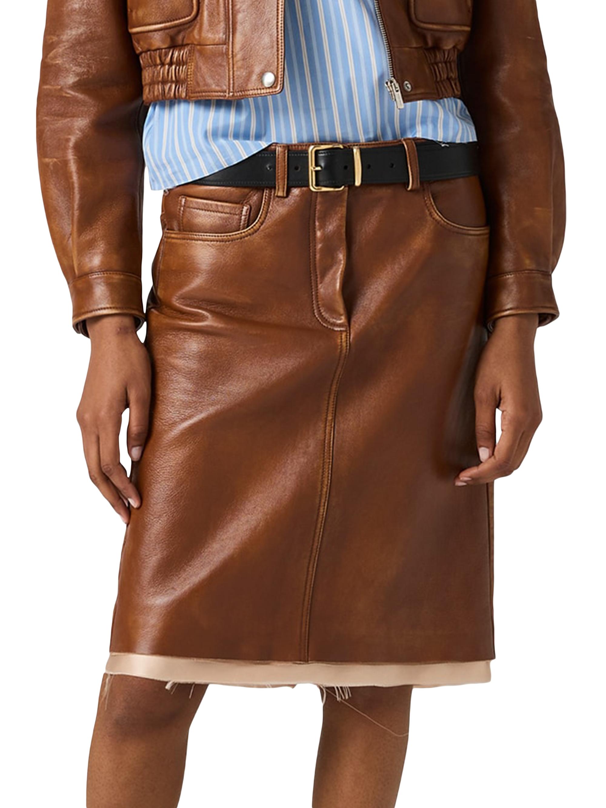 スカート MIU MIU Leather Skirt Miu Miu Nappa Leather Skirt | Saks Fifth Avenue