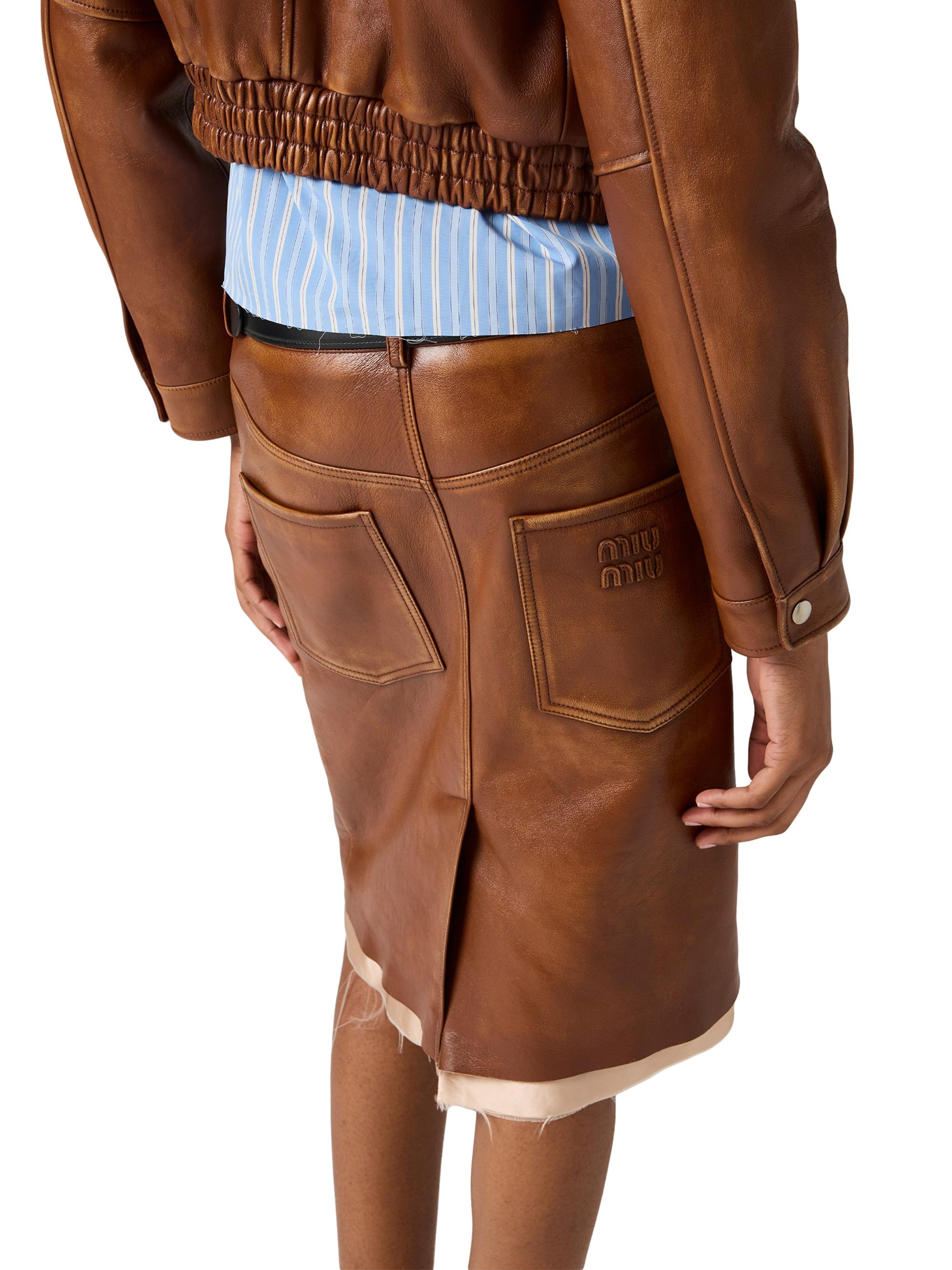 Miu Miu Nappa Leather Skirt | Saks Fifth Avenue