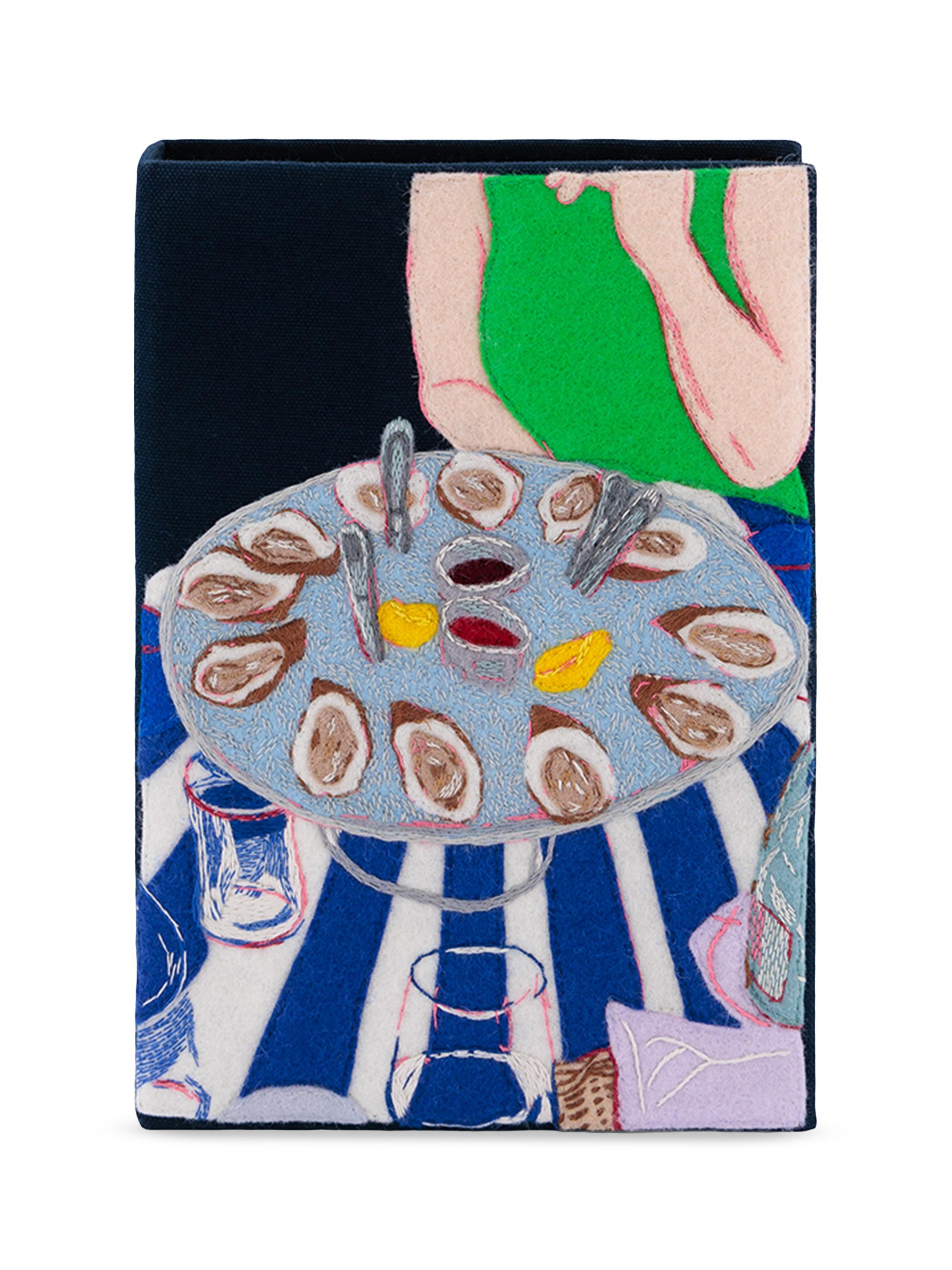 Olympia Le Tan Women's Oysters In Miami Embroidered Book Clutch - Ultra Eclipse