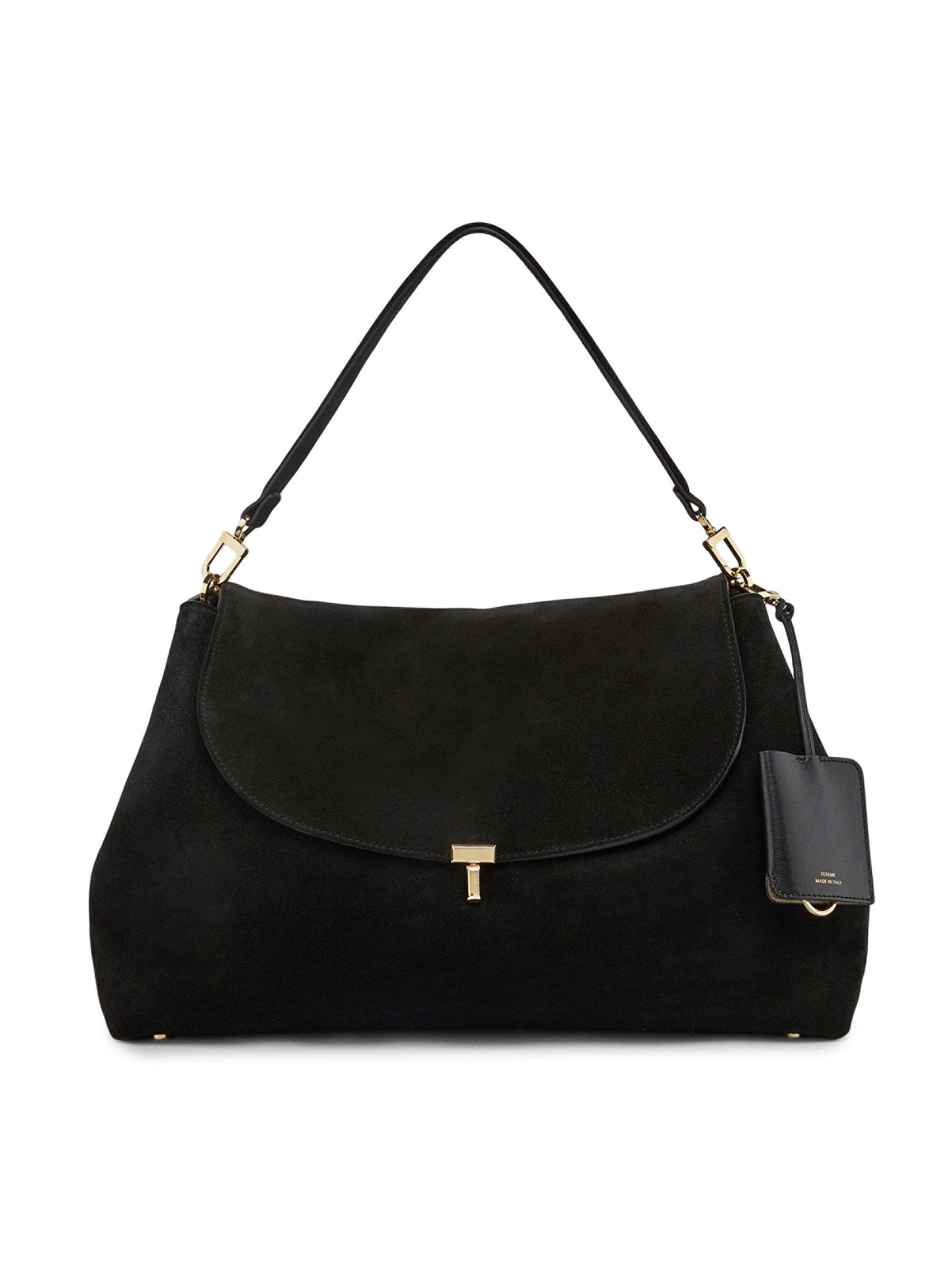 Toteme Women's T-Lock Suede Satchel - Black