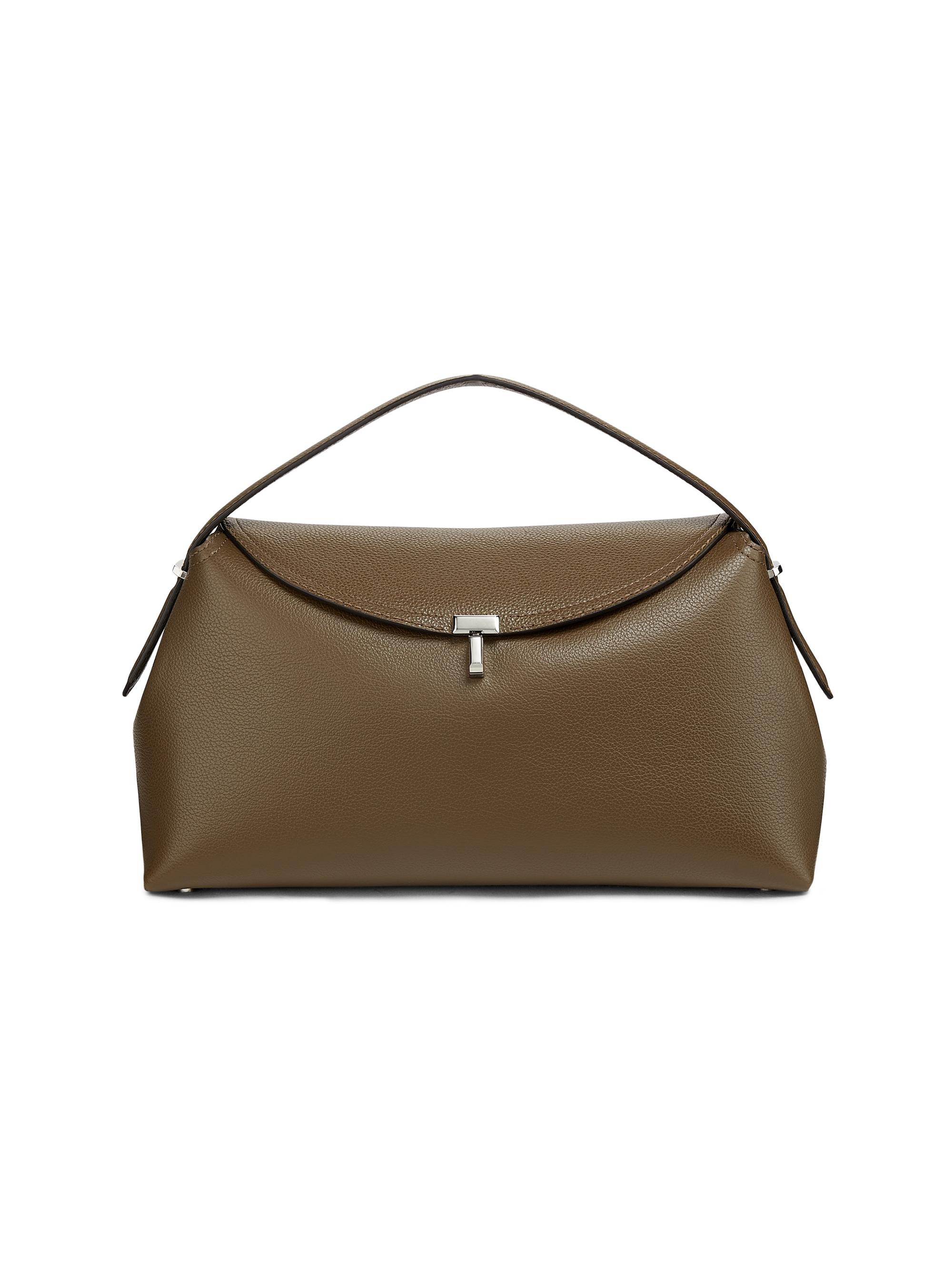 Toteme T-Lock Grained-Leather Top Handle Bag | Saks Fifth Avenue