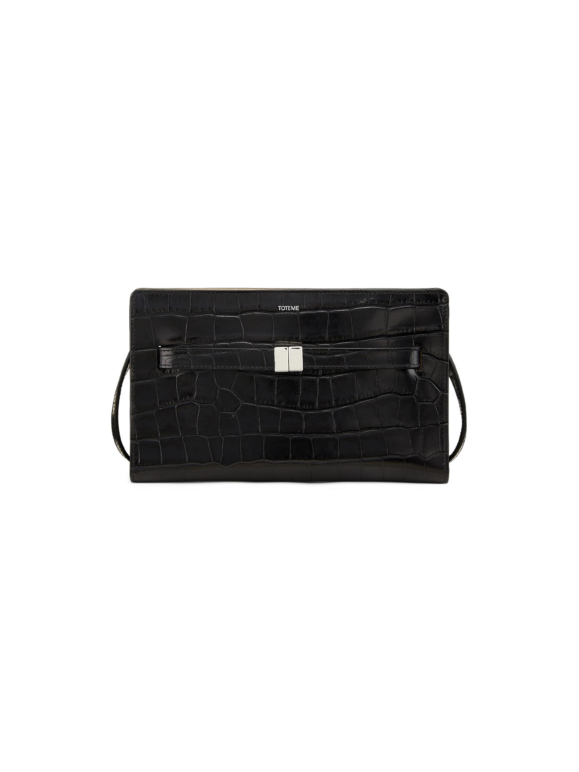 Toteme Women's Belted Croco-Embossed Leather Crossbody Bag - Black