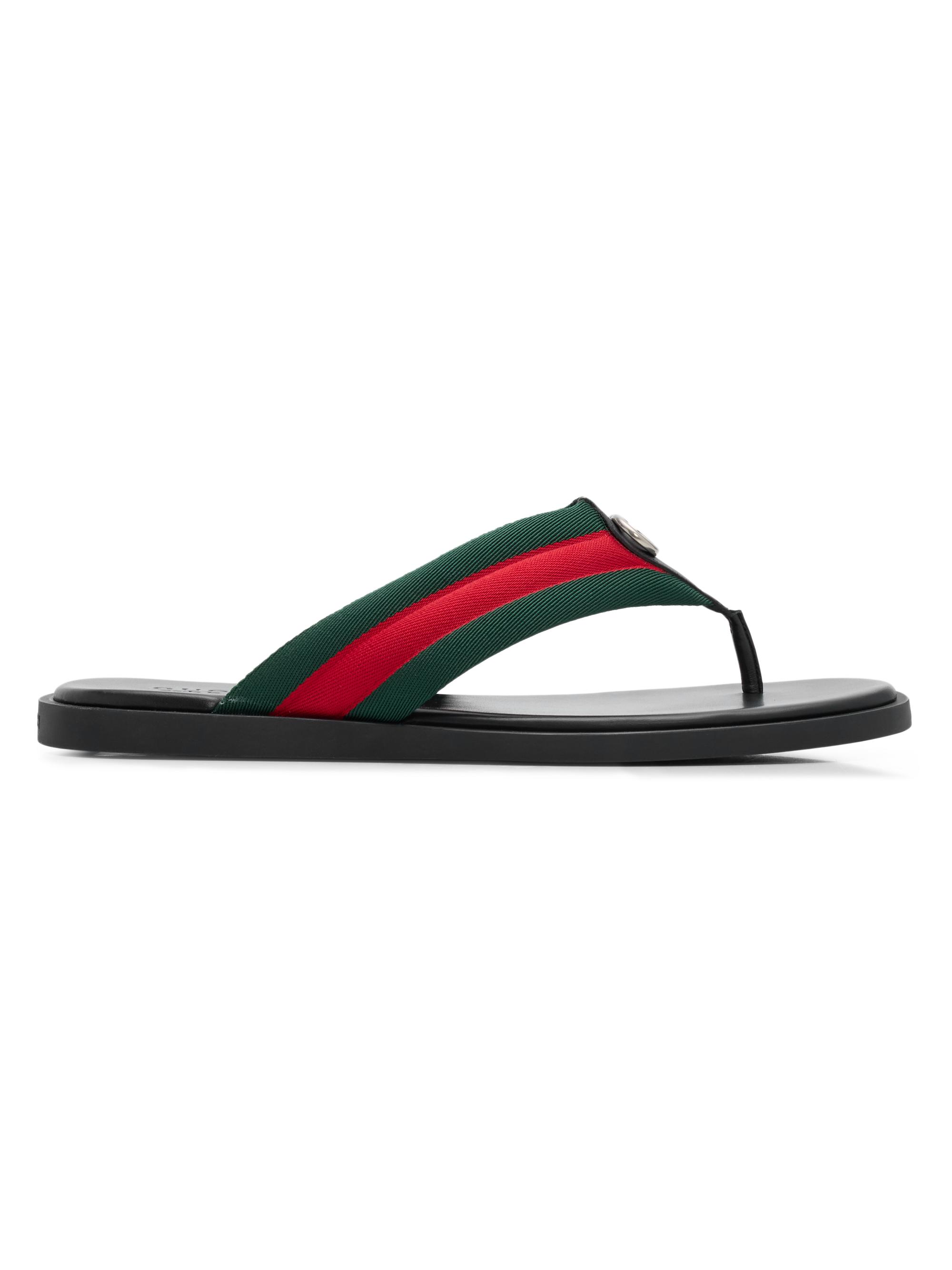 Gucci Men's Maverik Flip-Flop Sandals - Green Red Green