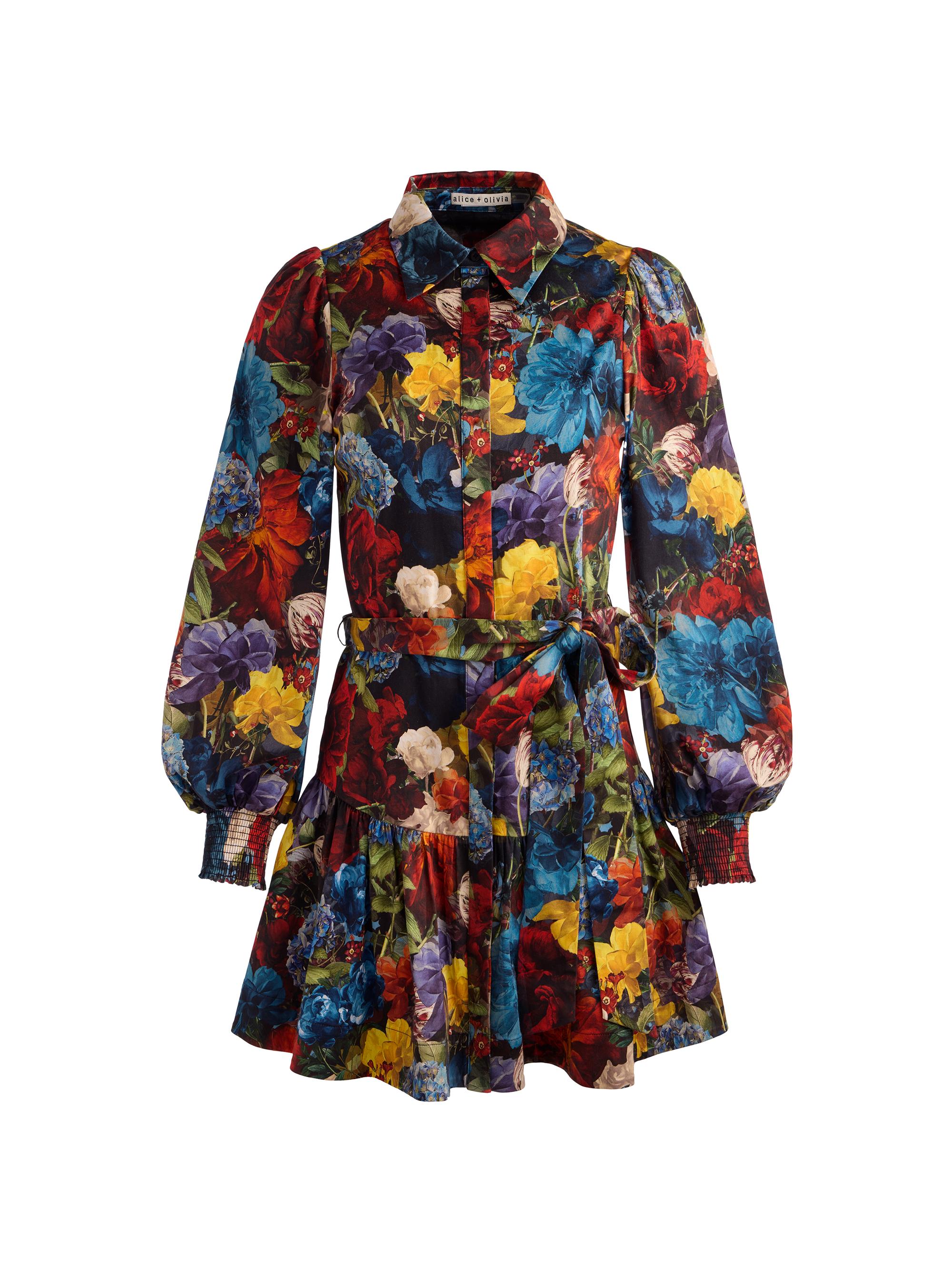 ALICE + OLIVIA Women's Lily Drop-Waist Shirt Minidress - Flourish