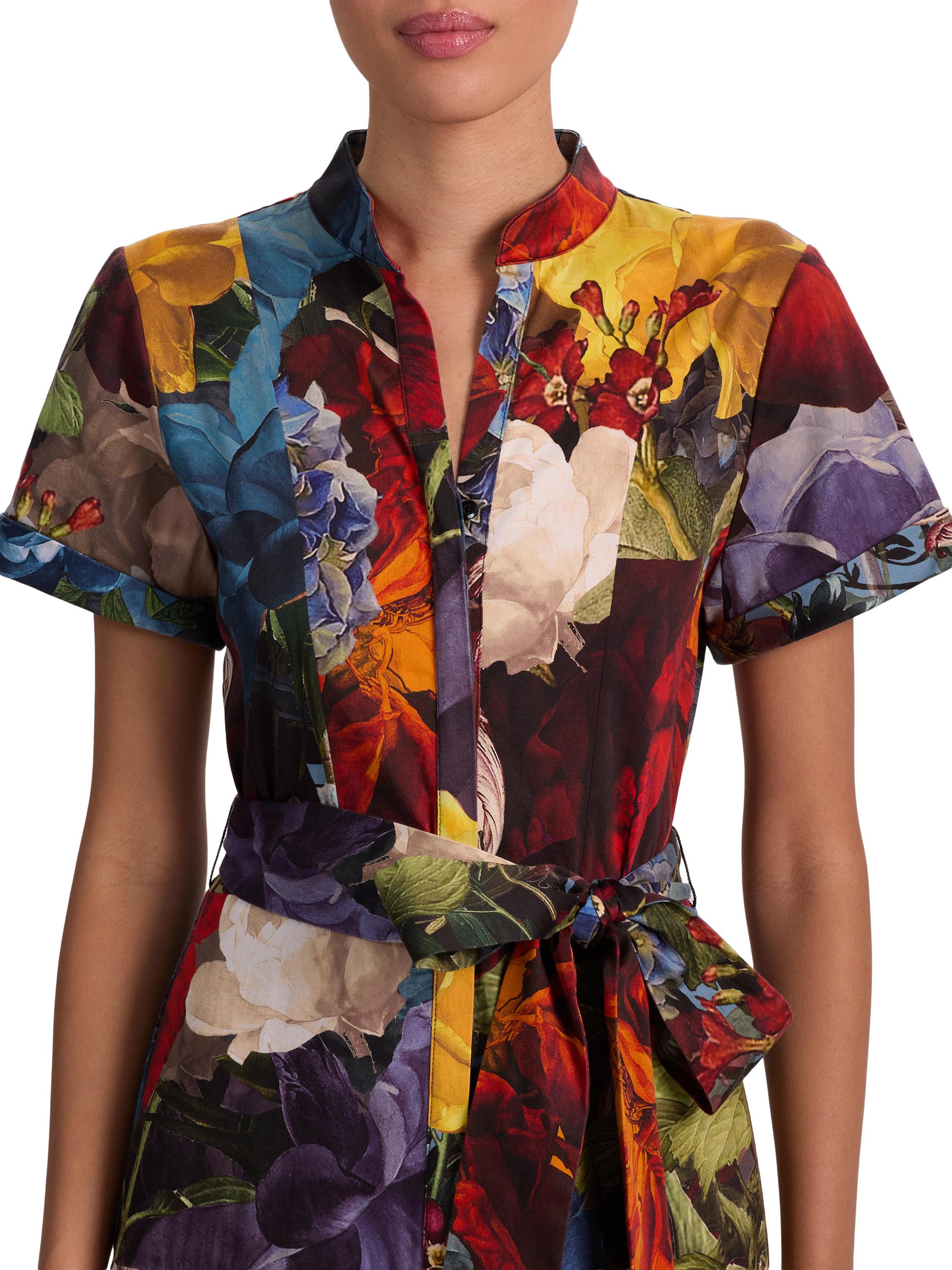 ALICE + OLIVIA Lucy Roll-Sleeve Midi Shirtdress | Saks Fifth Avenue