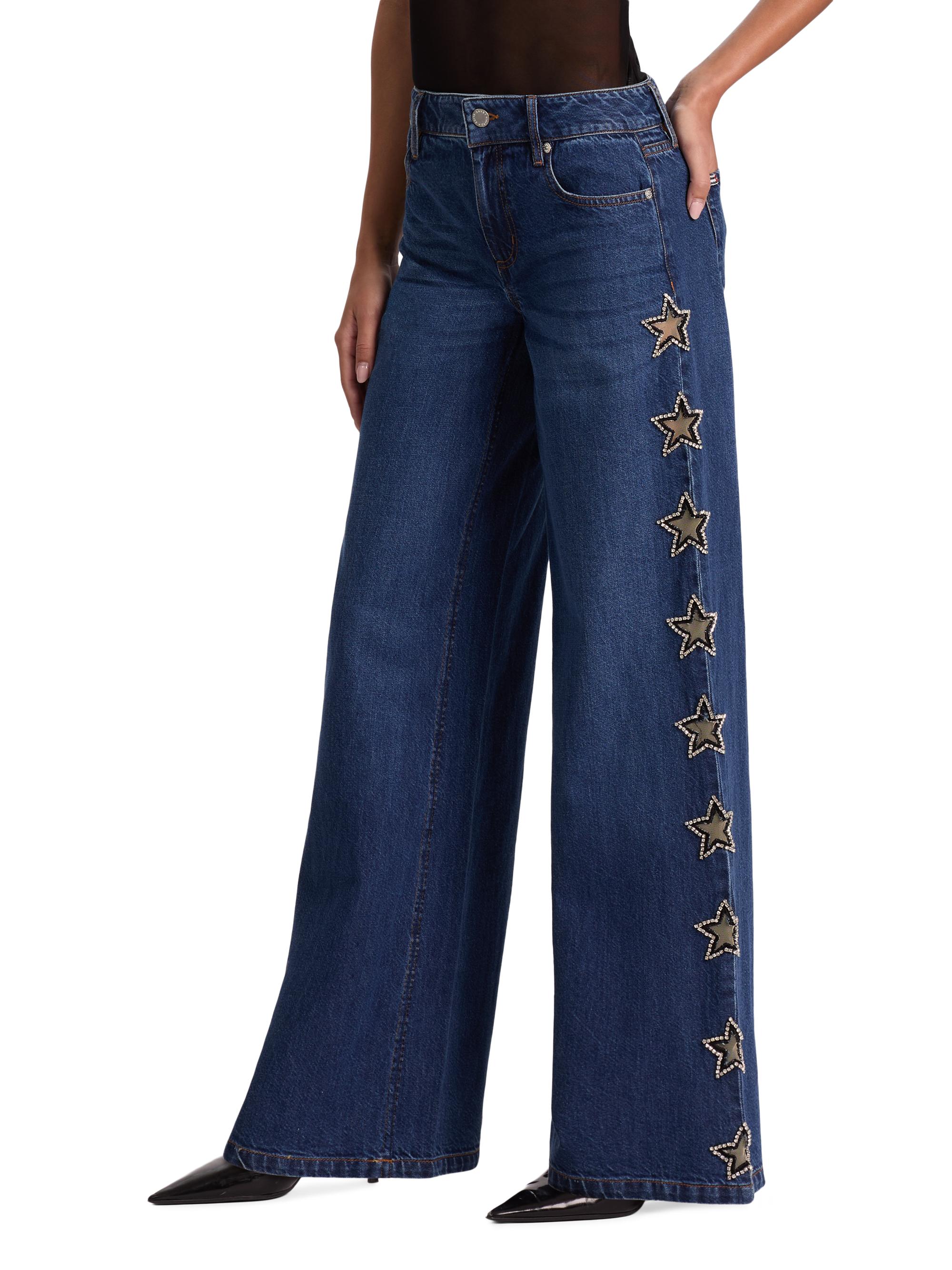 ALICE + OLIVIA Amazing Embellished Mid-Rise Baggy Jeans | Saks