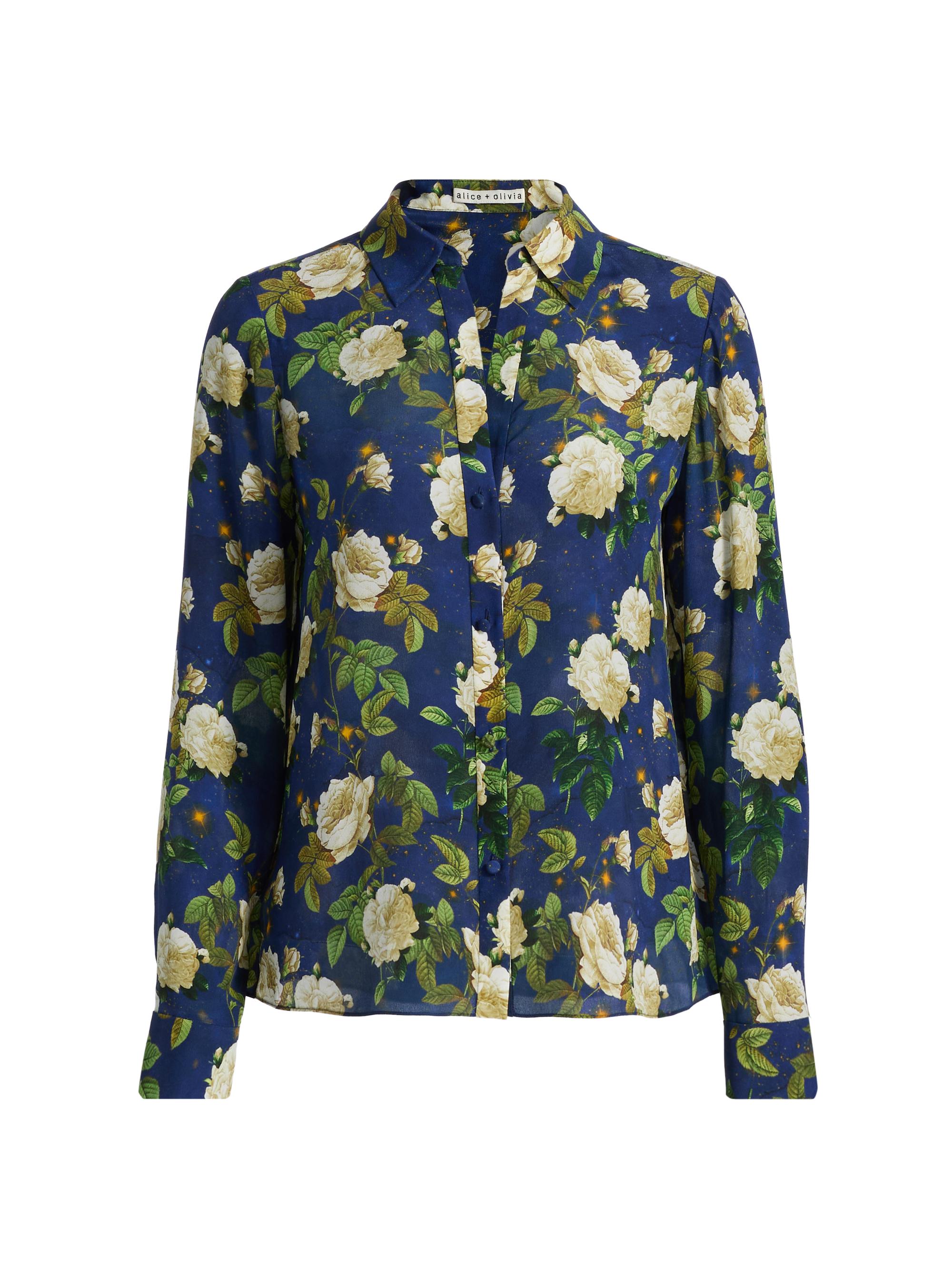 ALICE + OLIVIA Women's Eloise Floral Silk Blouse - Twilight Eden
