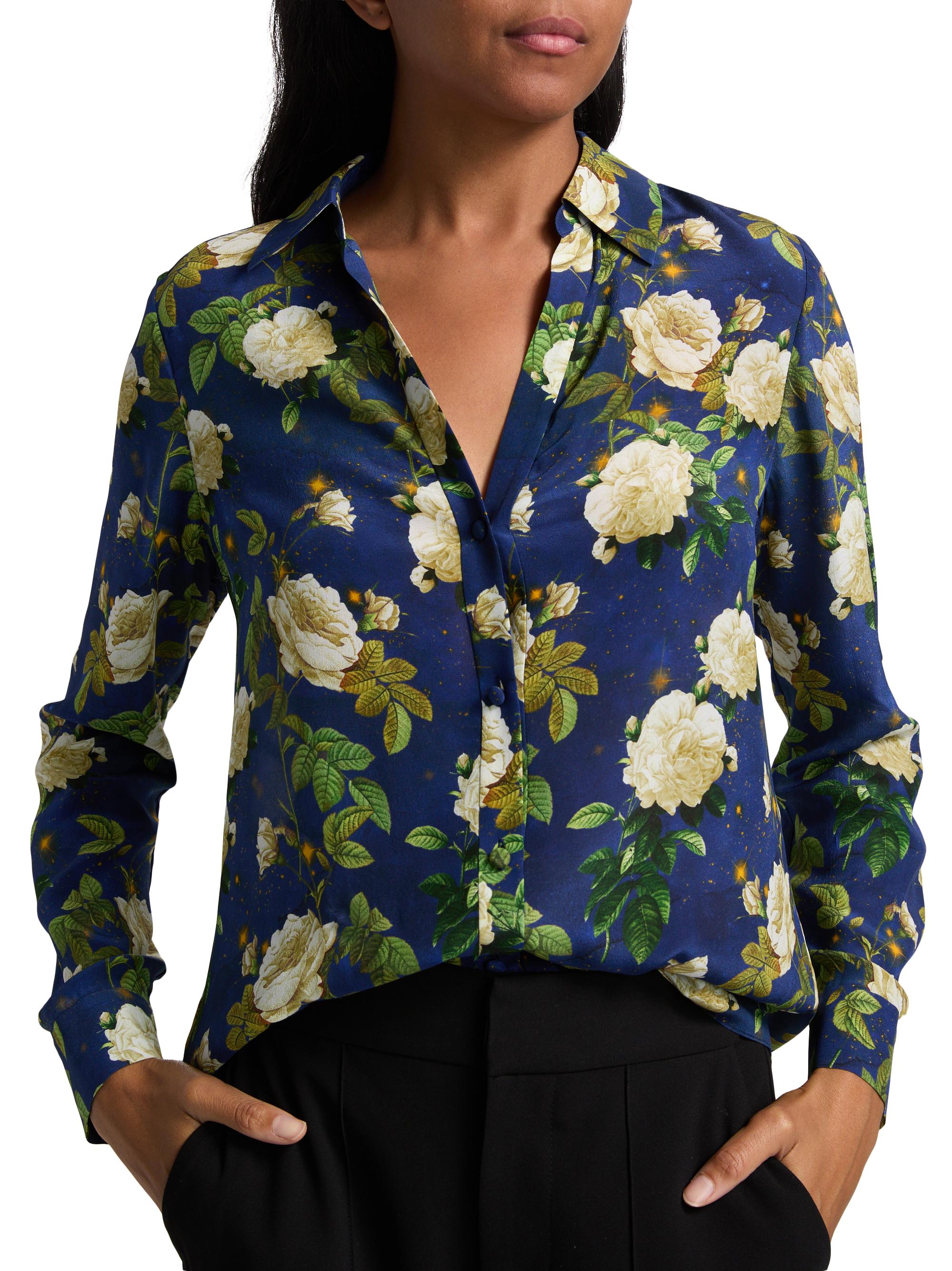 ALICE + OLIVIA Eloise Floral Silk Blouse | Saks Fifth Avenue