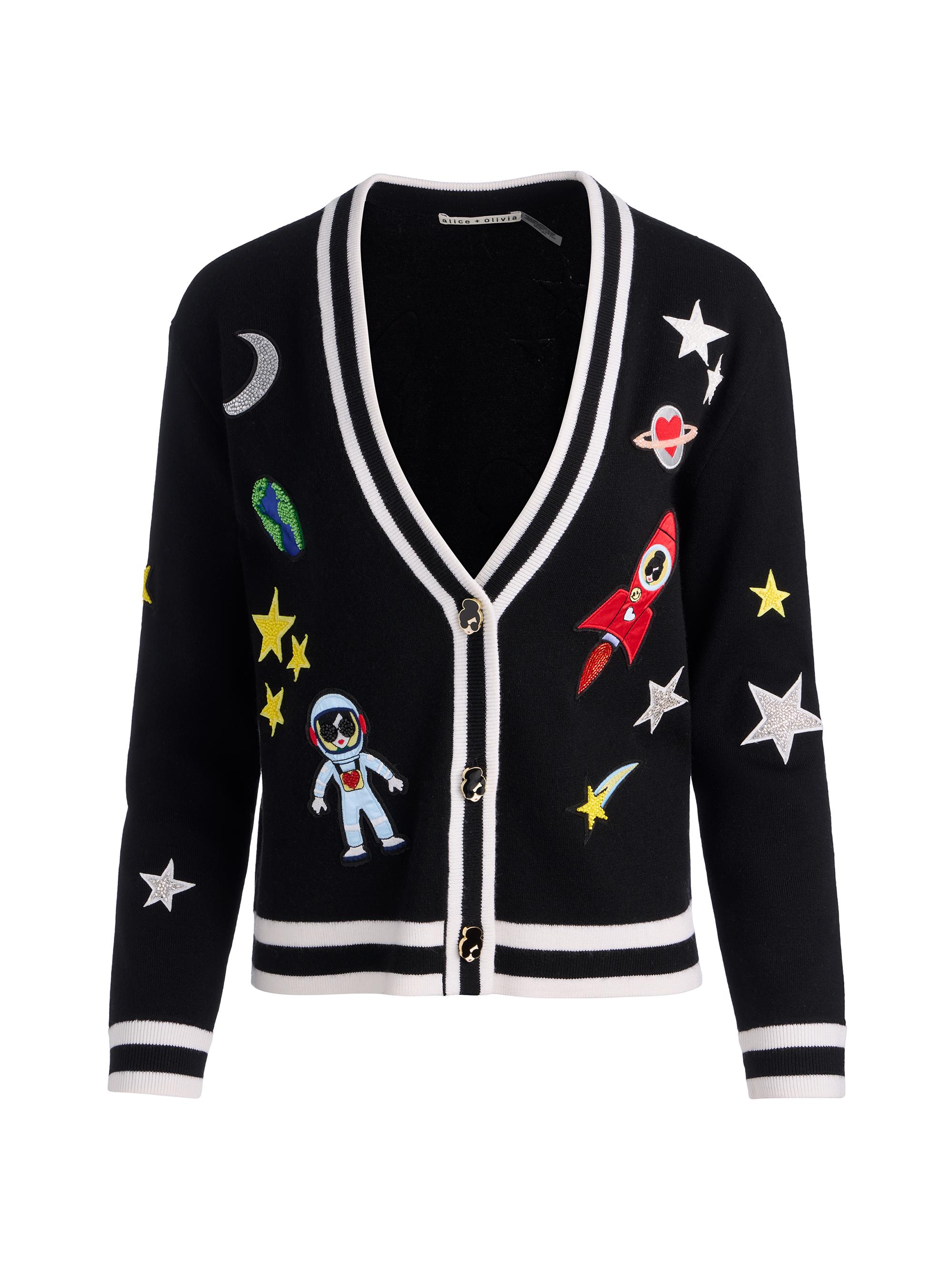 Alice + Olivia Bradley Heart Embroidered Cardigan | Saks Fifth Avenue