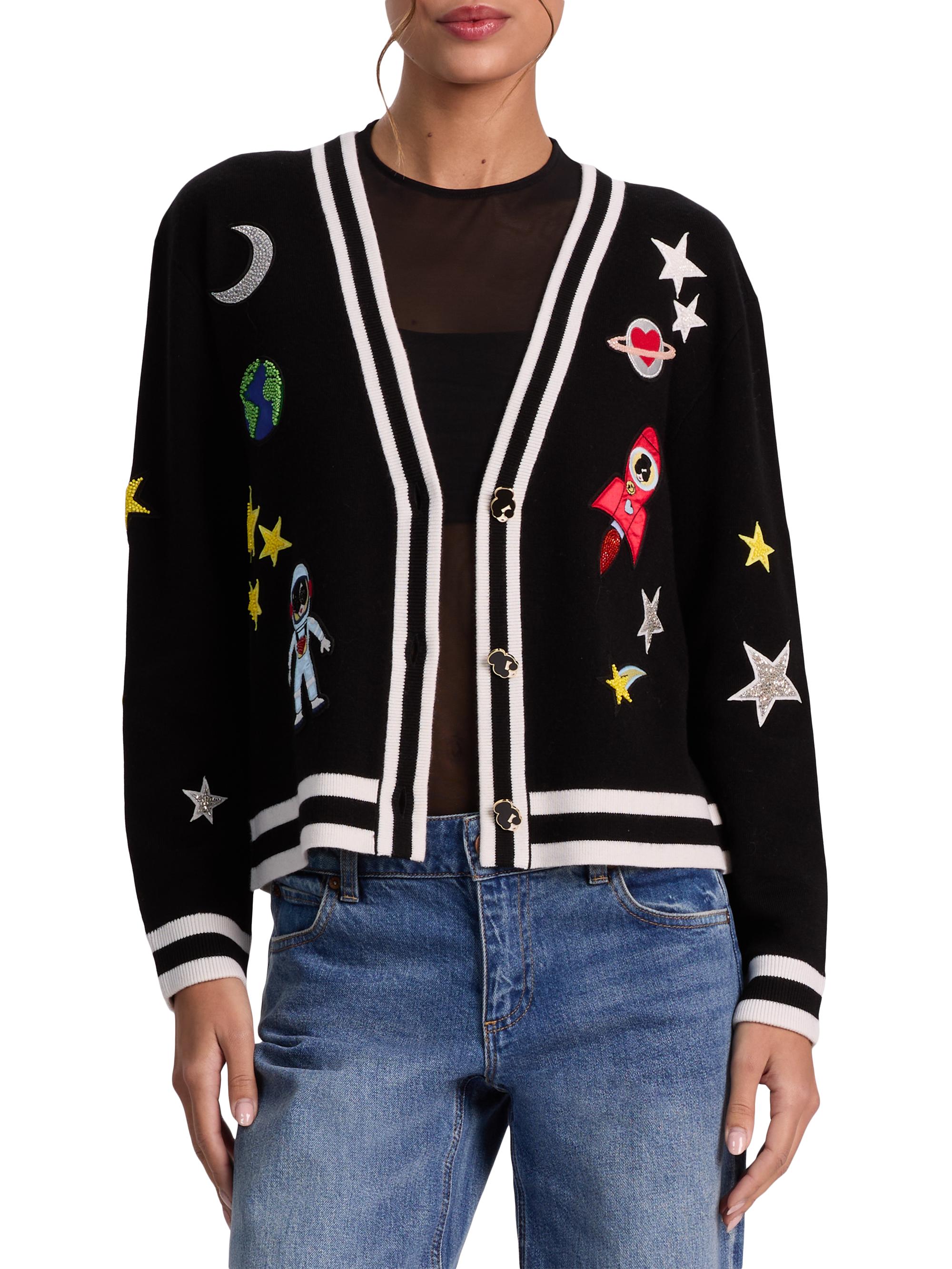 ALICE + OLIVIA Bradley Space Staceface Embroidered Cardigan | Saks