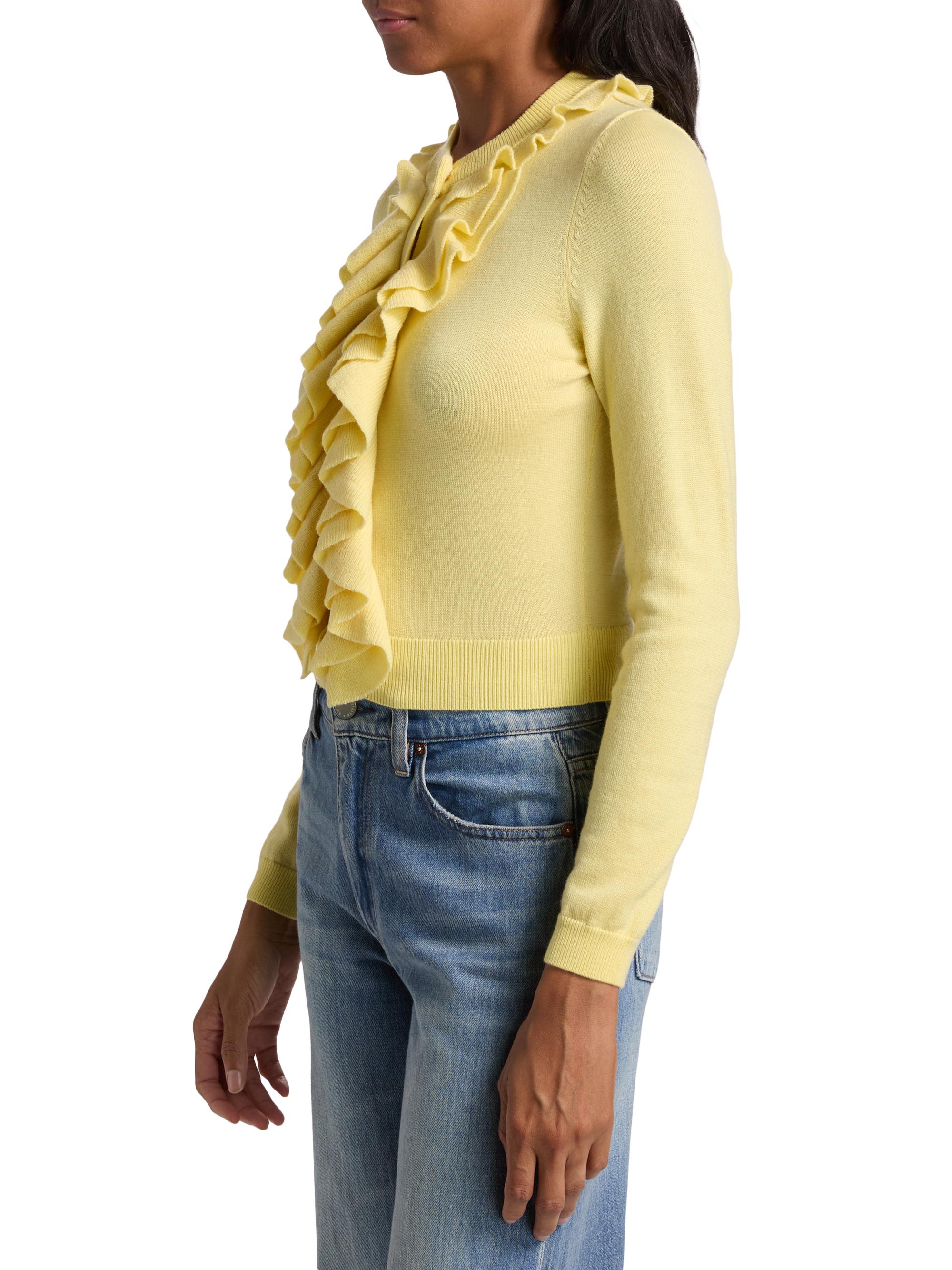 ALICE + OLIVIA Dollie Ruffled Cashmere Cardigan | Saks Fifth Avenue