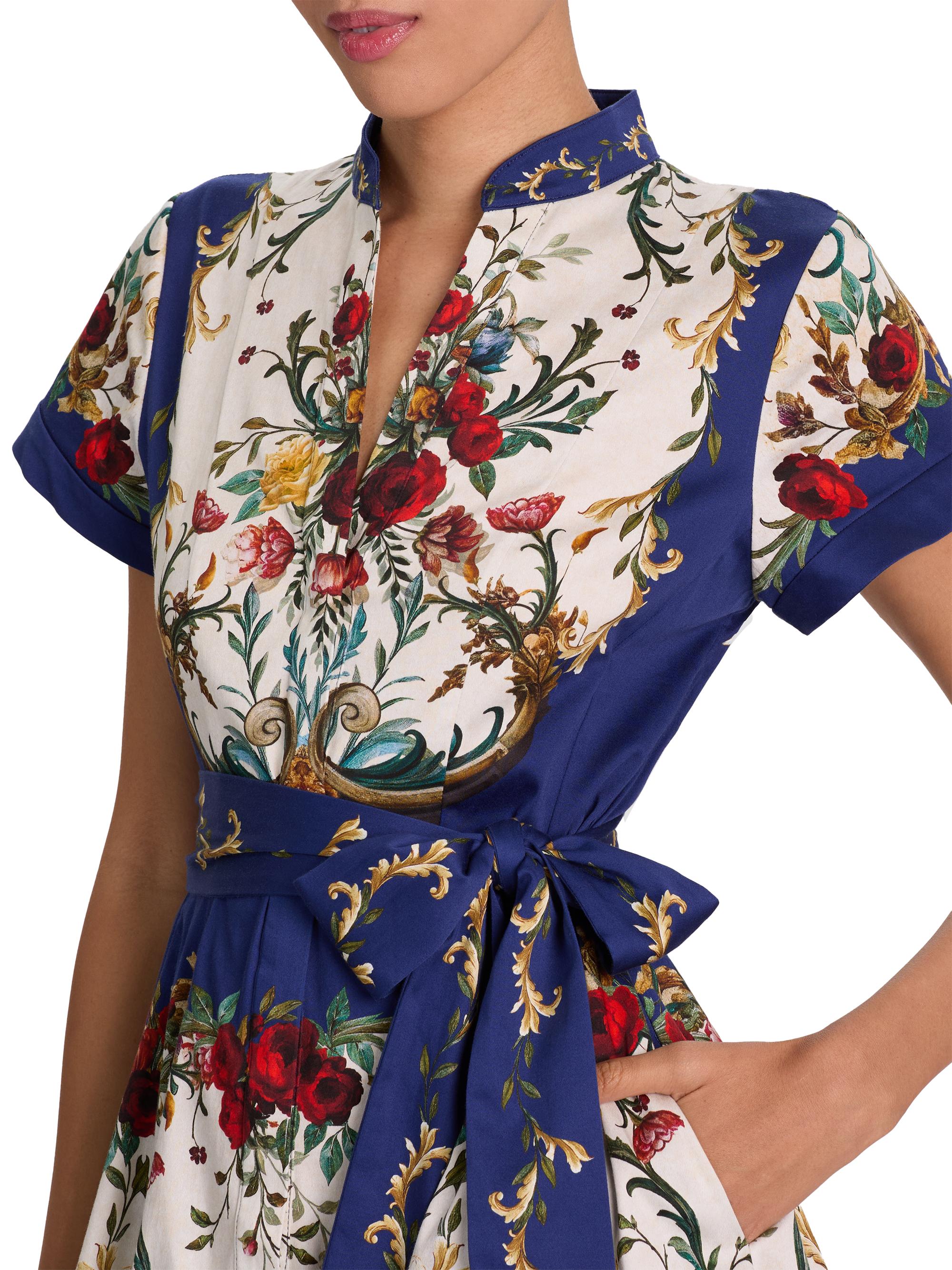 Alice + Olivia Lucy Floral Tie-Waist Mini Shirtdress | Saks Fifth