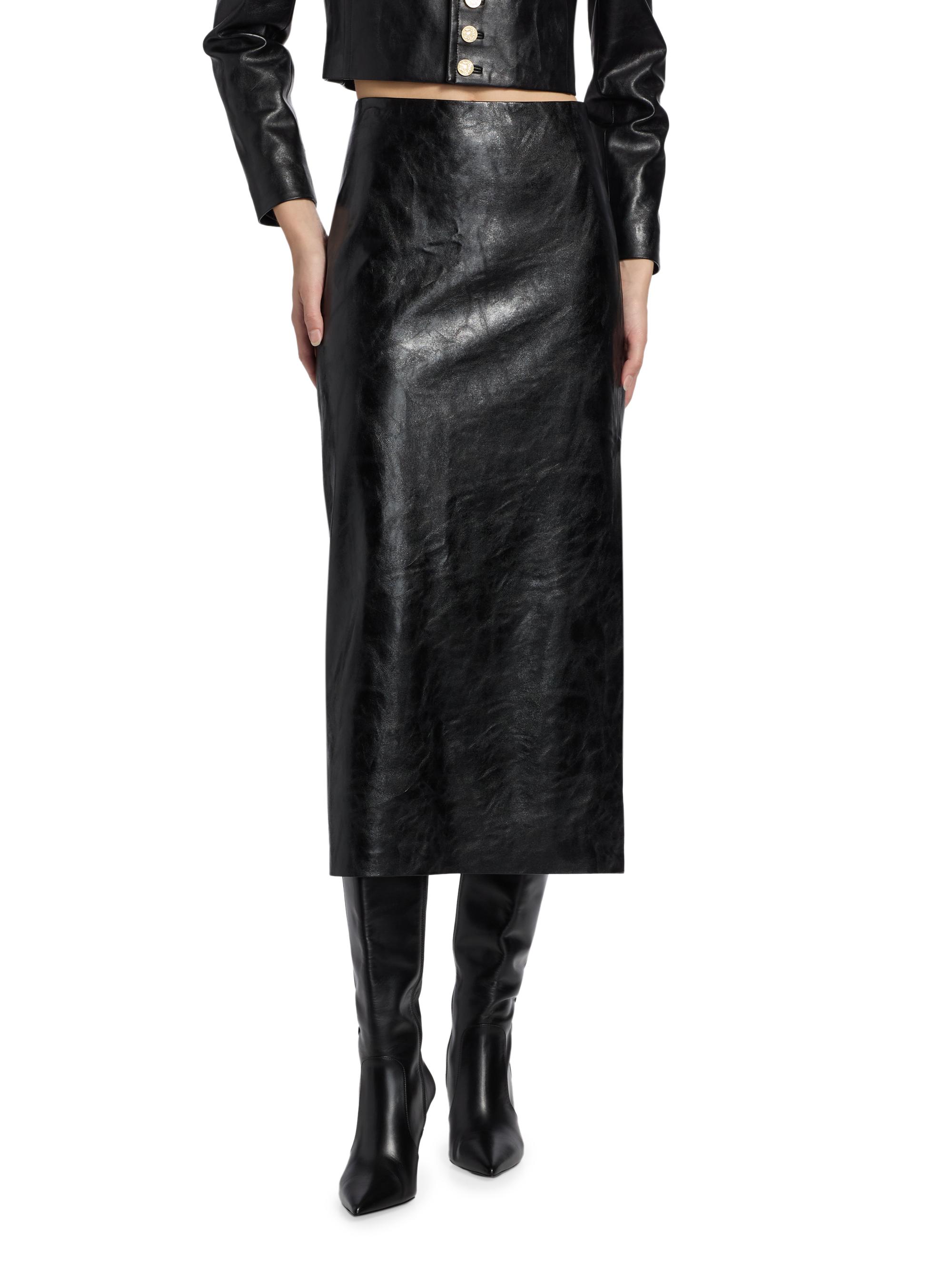 ALICE + OLIVIA Maeve Faux-Leather Slip-Style Midi-Skirt | Saks