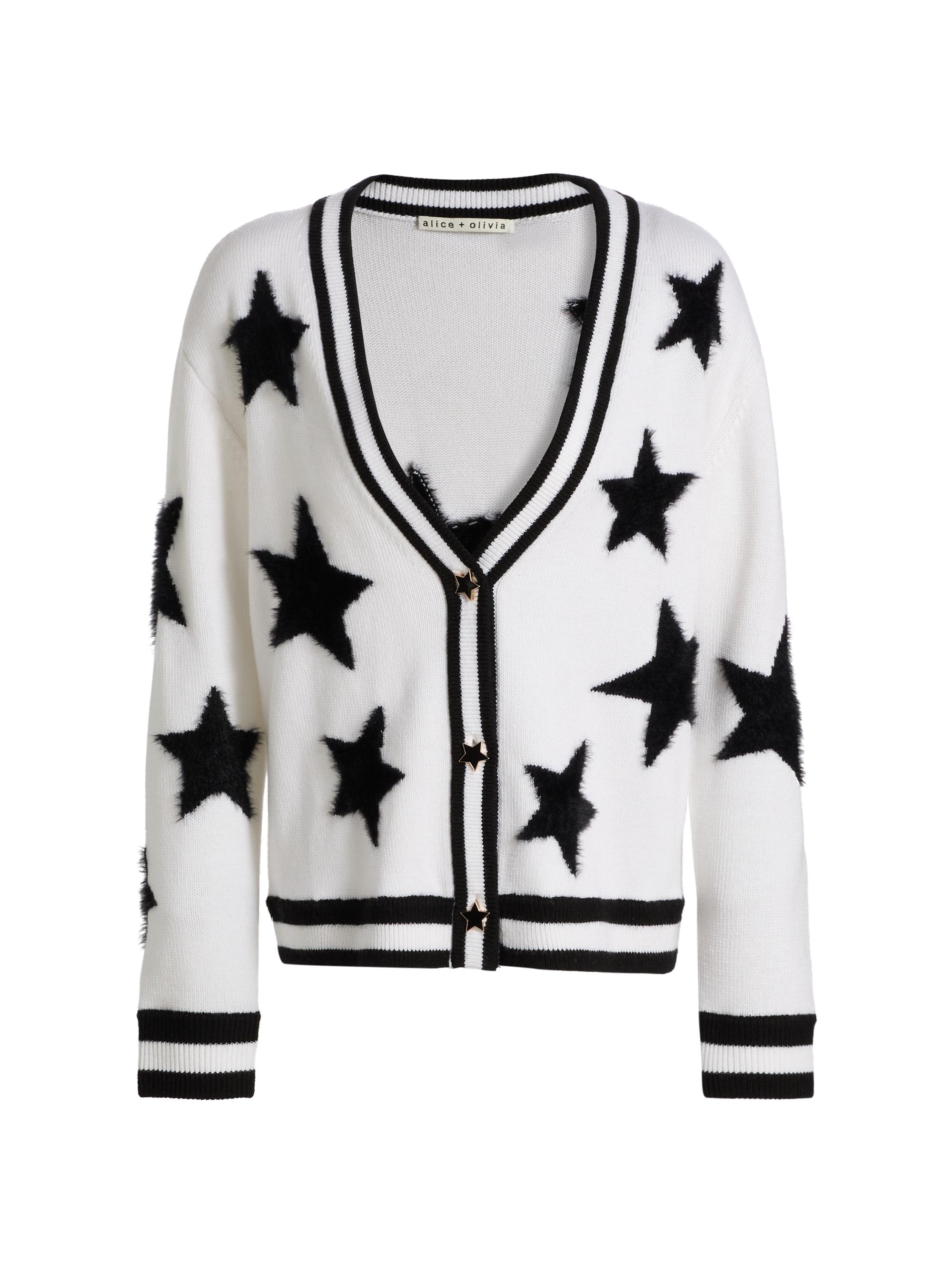 ALICE + OLIVIA Women's Bradley Star Wool-Blend Cardigan - Ecru Black