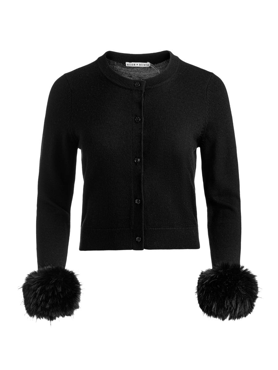 bibiy. ADELE FUR KNIT ニット セーター ALICE + OLIVIA Dollie Faux-Fur-Cuff Cardigan | Saks Fifth Avenue