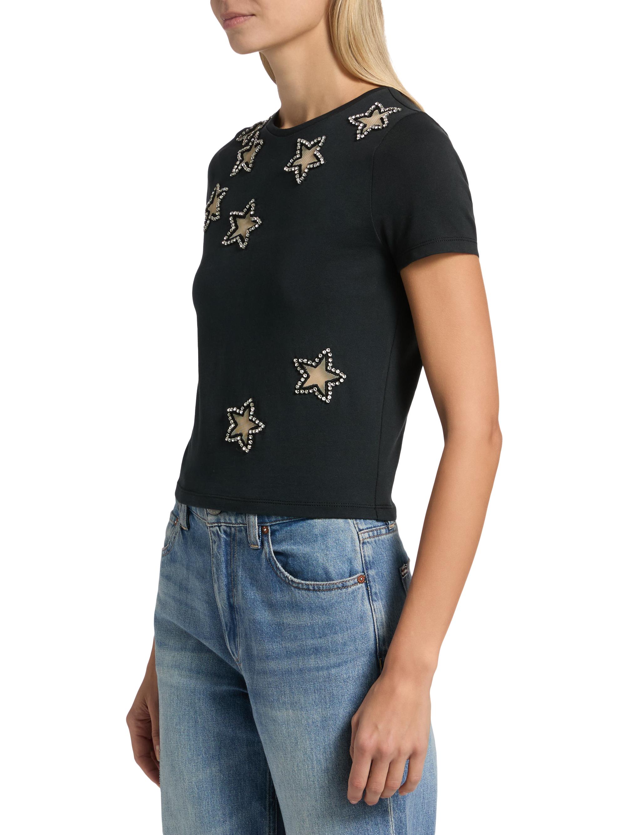 ALICE + OLIVIA Cindy Crystal Star Crop T-Shirt | Saks Fifth Avenue