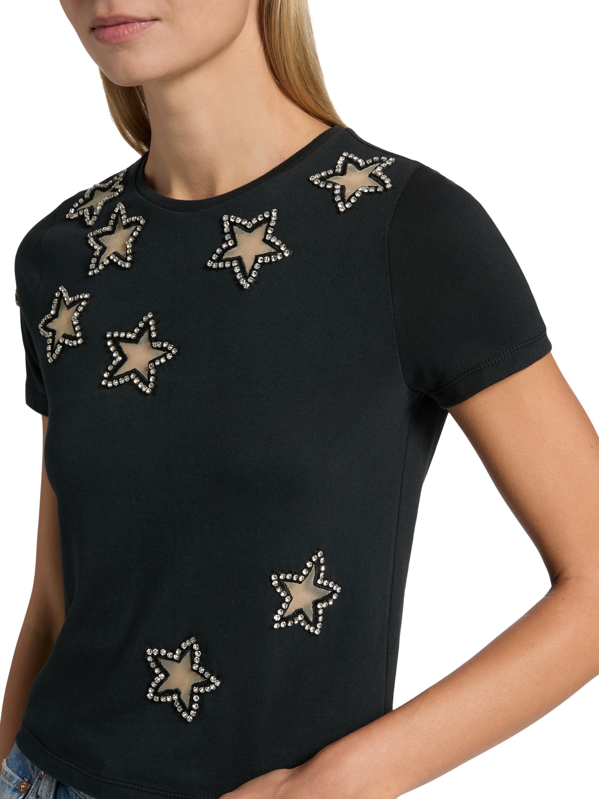 ALICE + OLIVIA Cindy Crystal Star Crop T-Shirt | Saks Fifth Avenue