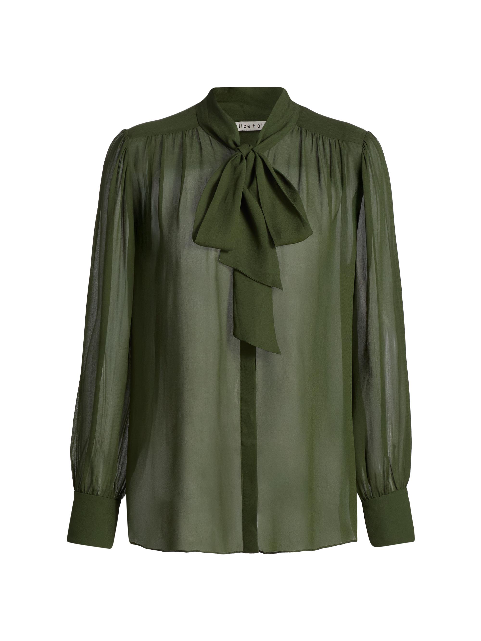 Alice + Olivia Women's Thayer Tieneck Slouchy Blouse - Dark Olive