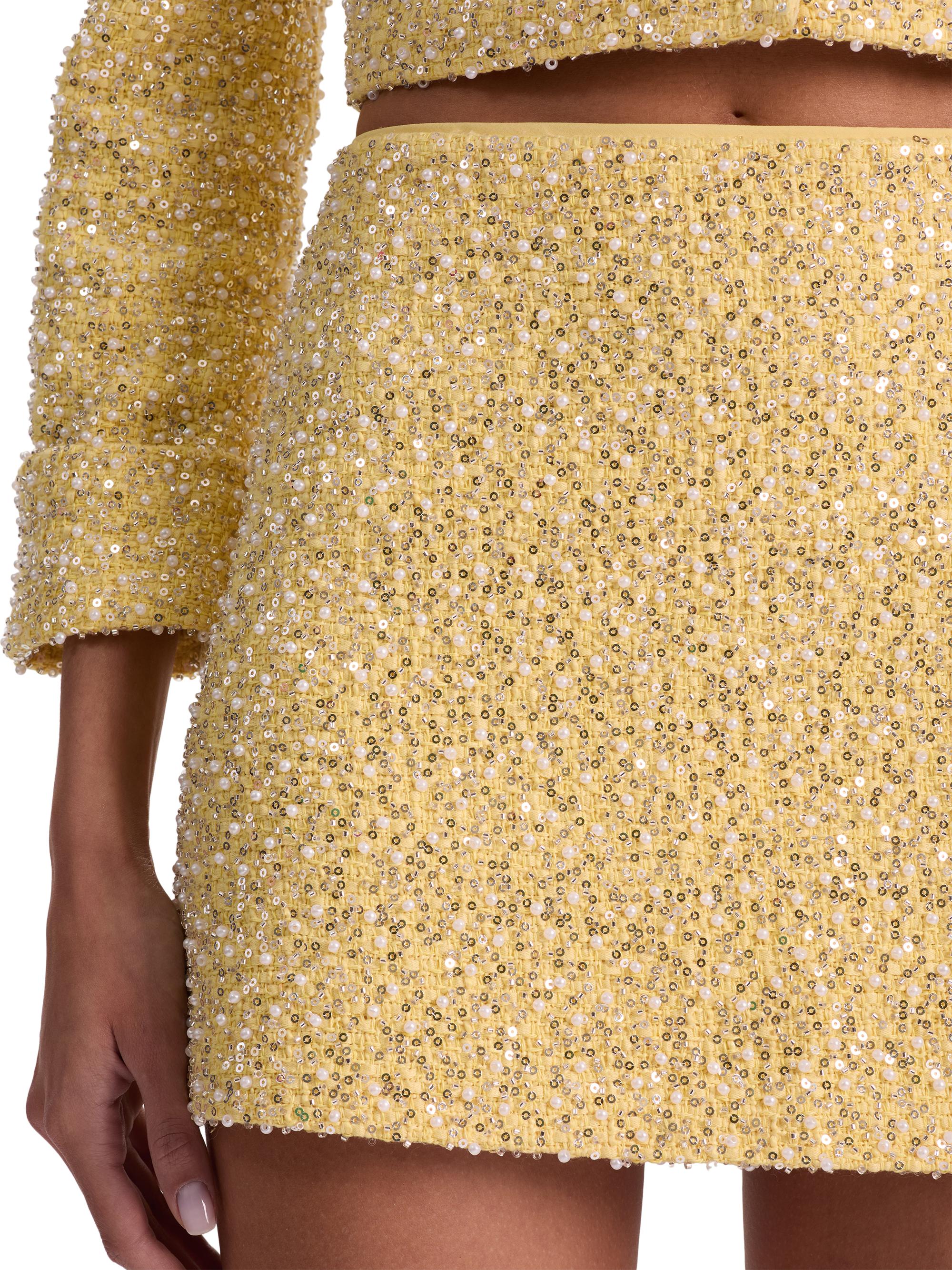 ALICE + OLIVIA Ecenia Sequin-Embellished Tweed Miniskirt | Saks