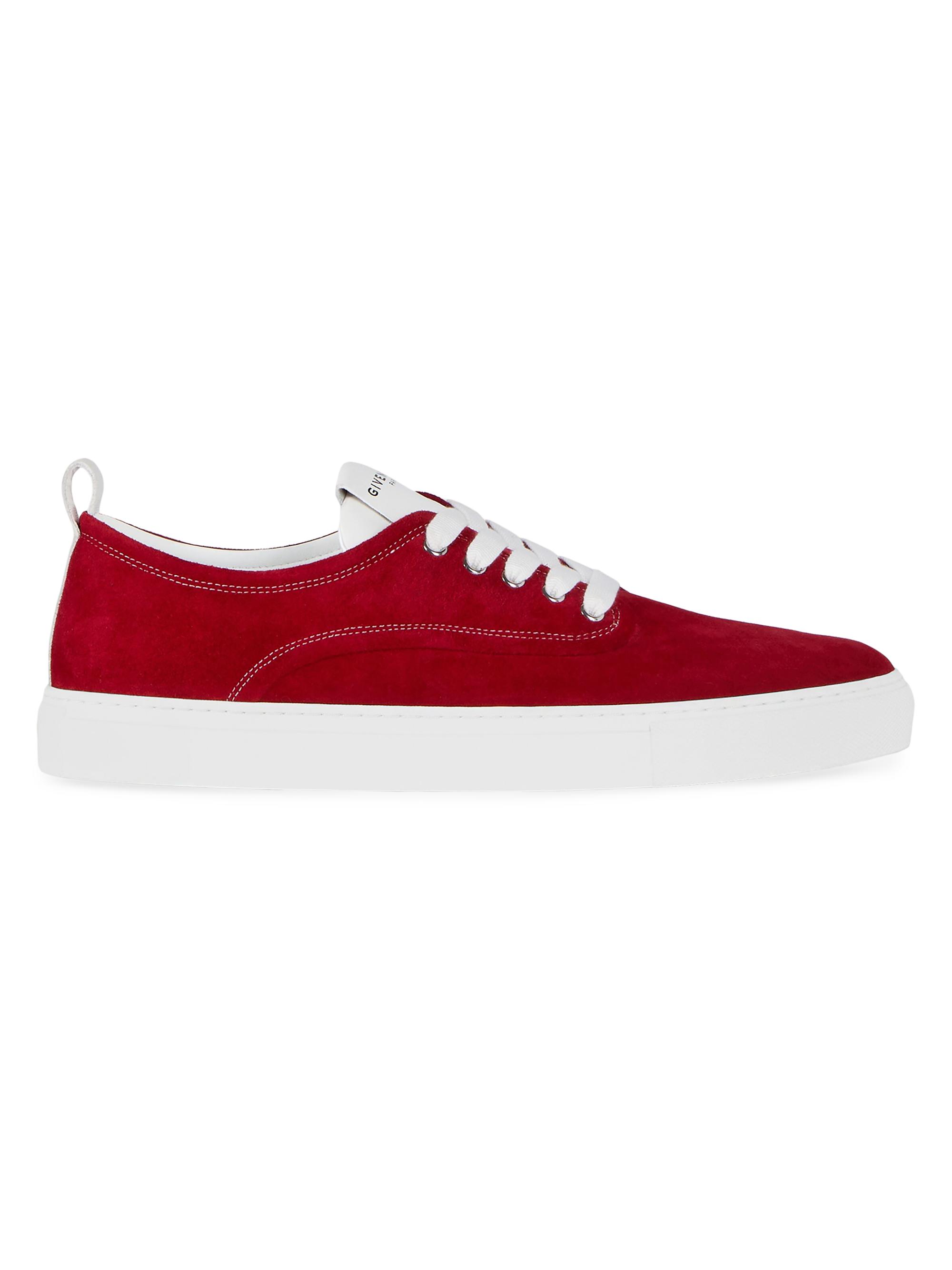 Givenchy Men's New City Sneakers in Suede - Dark Red