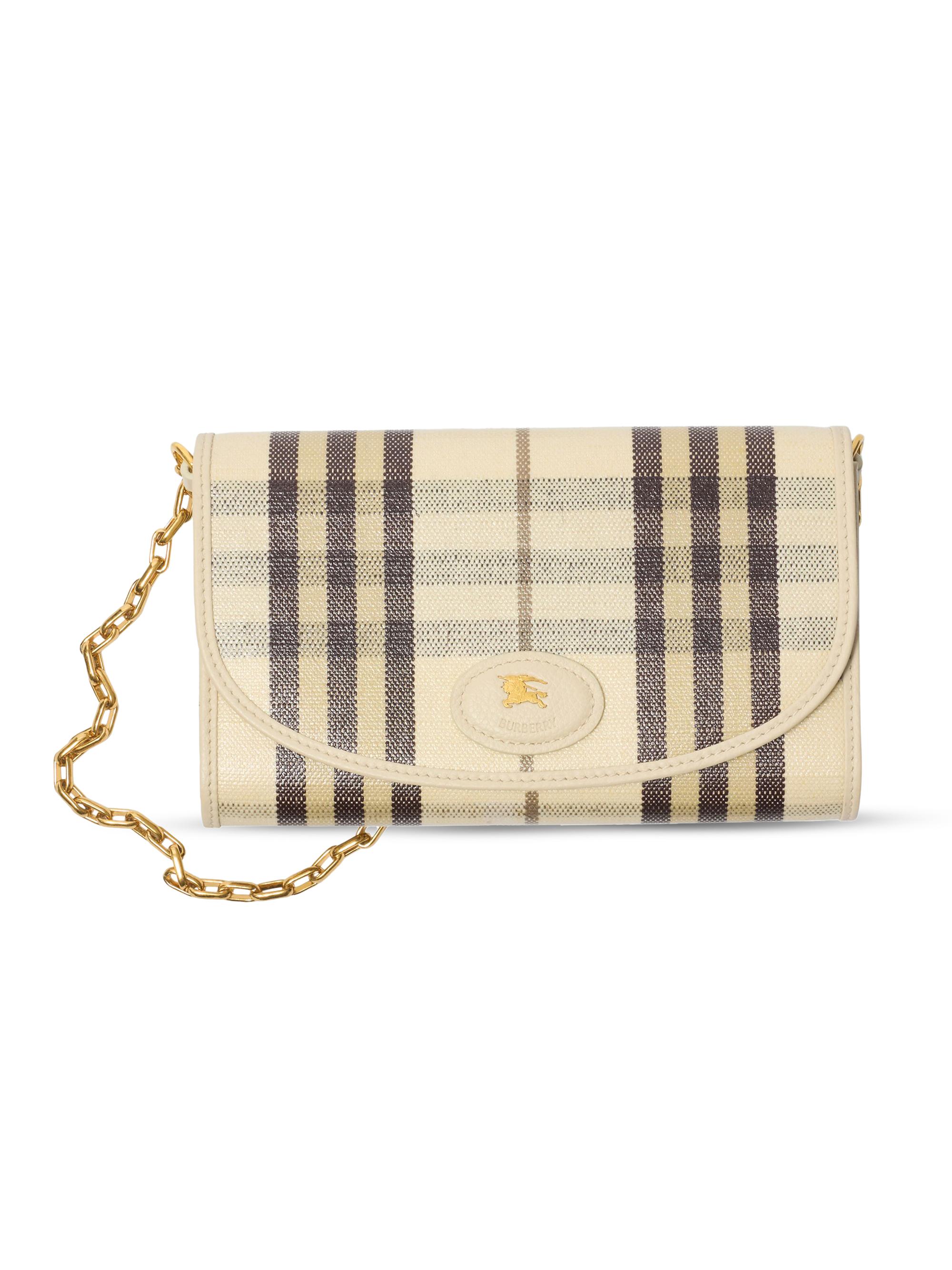 Burberry Women's Highlands Check Chain Wallet - Light Beige