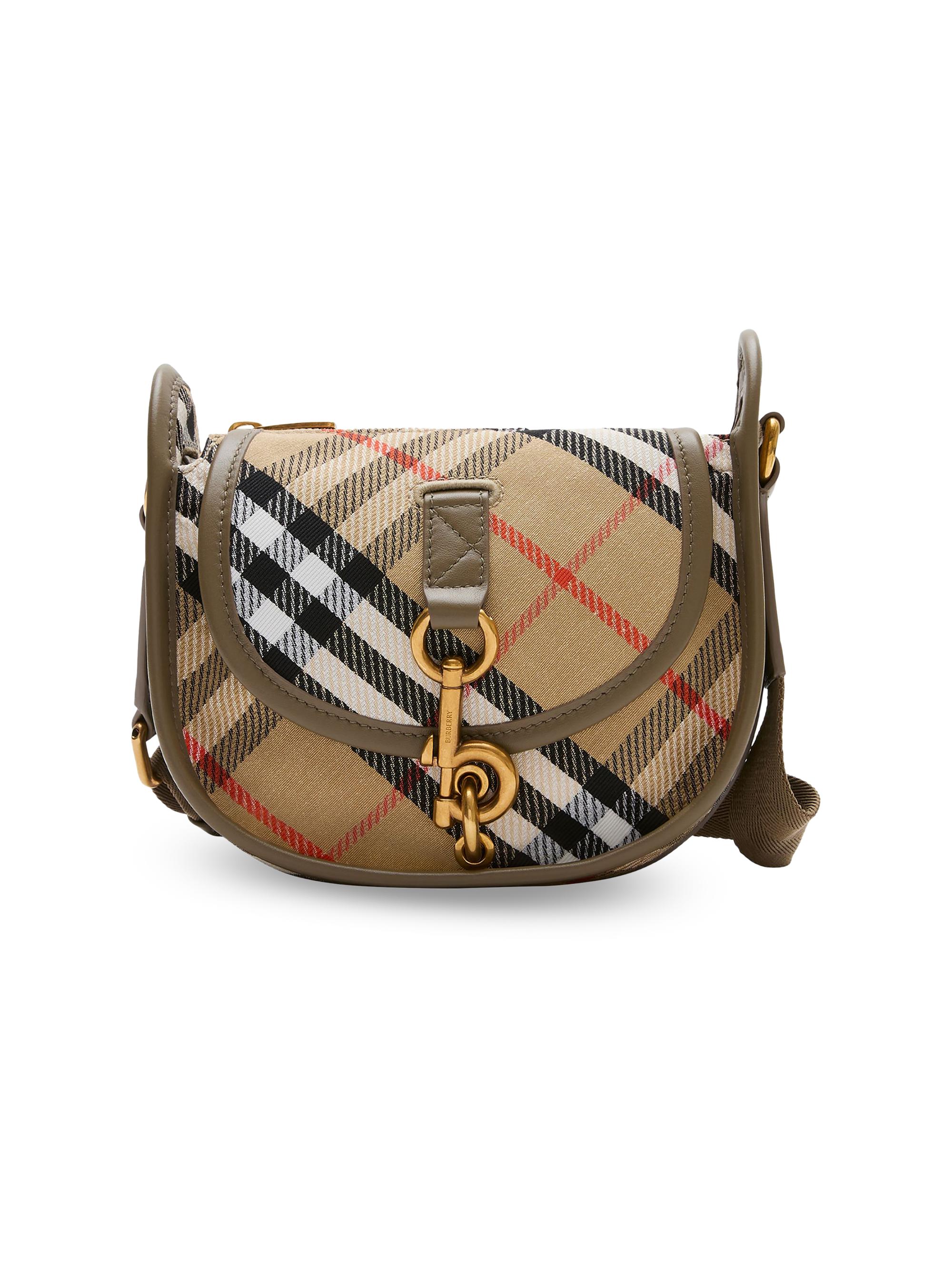 Burberry Women's B Clip Mini Check Crossbody Bag - Sand