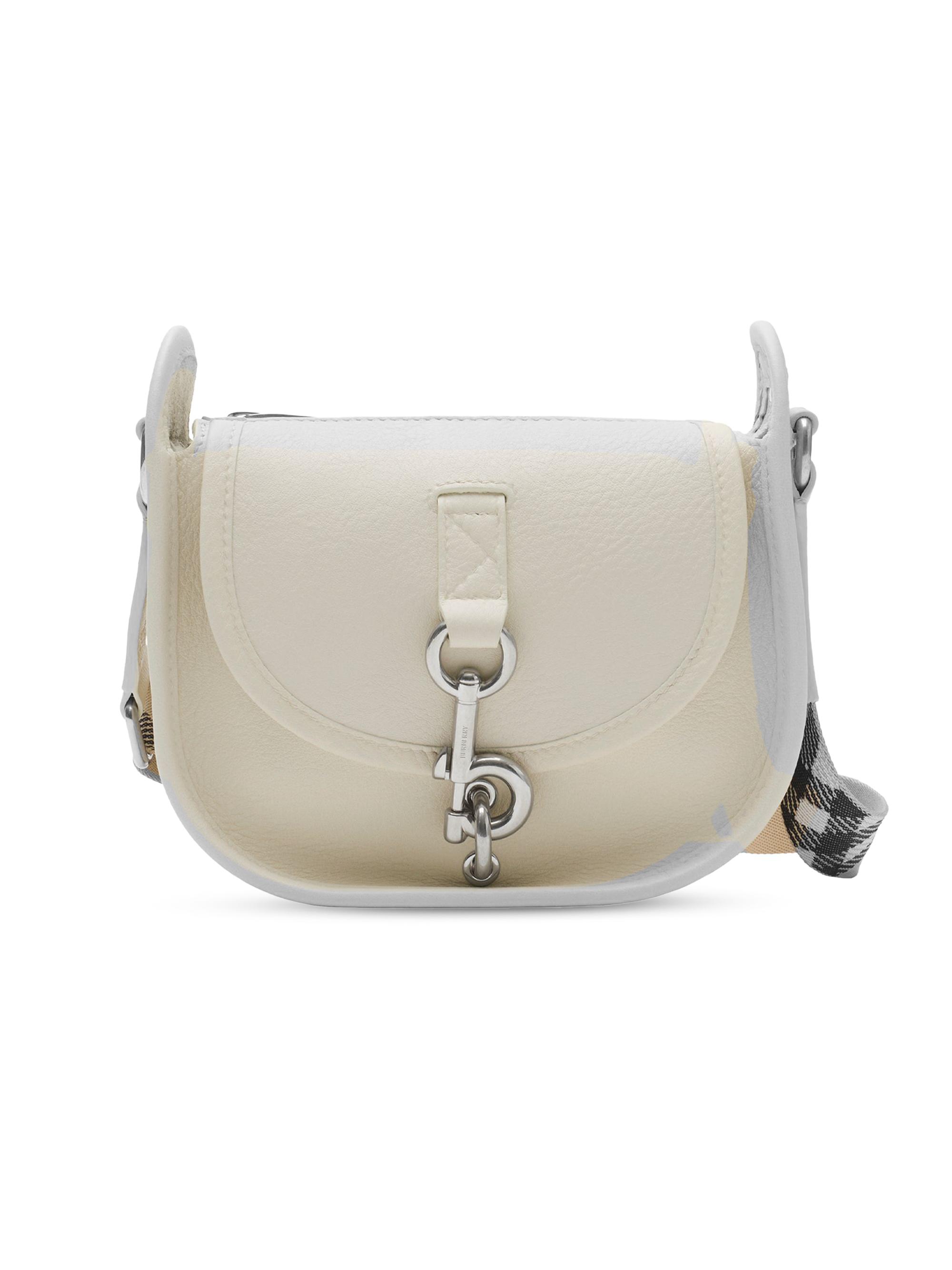 Burberry Women's Mini Check-Strap Leather Messenger Bag - Soap