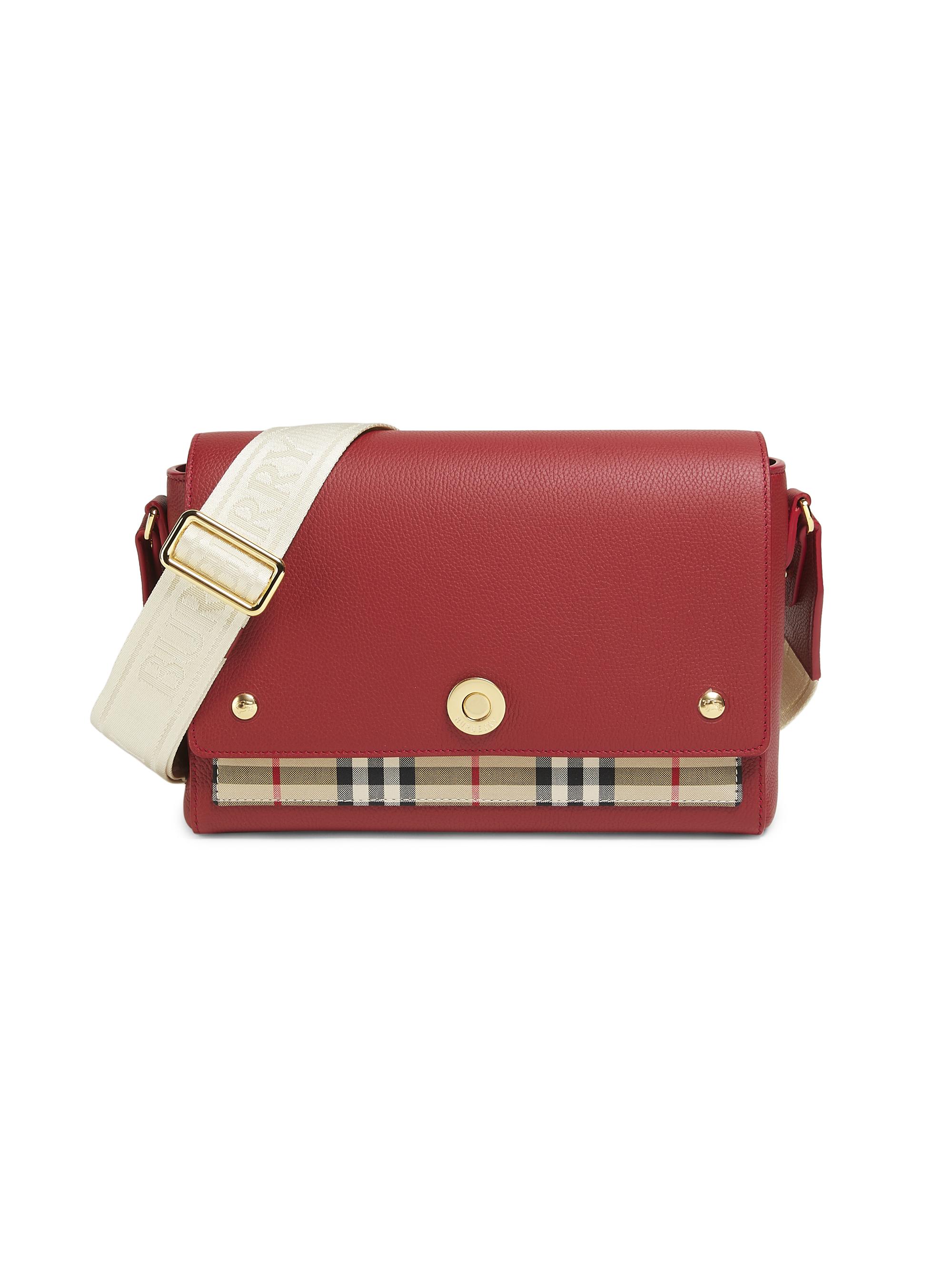 Burberry Medium Note Check Leather Crossbody Bag | Saks Fifth Avenue