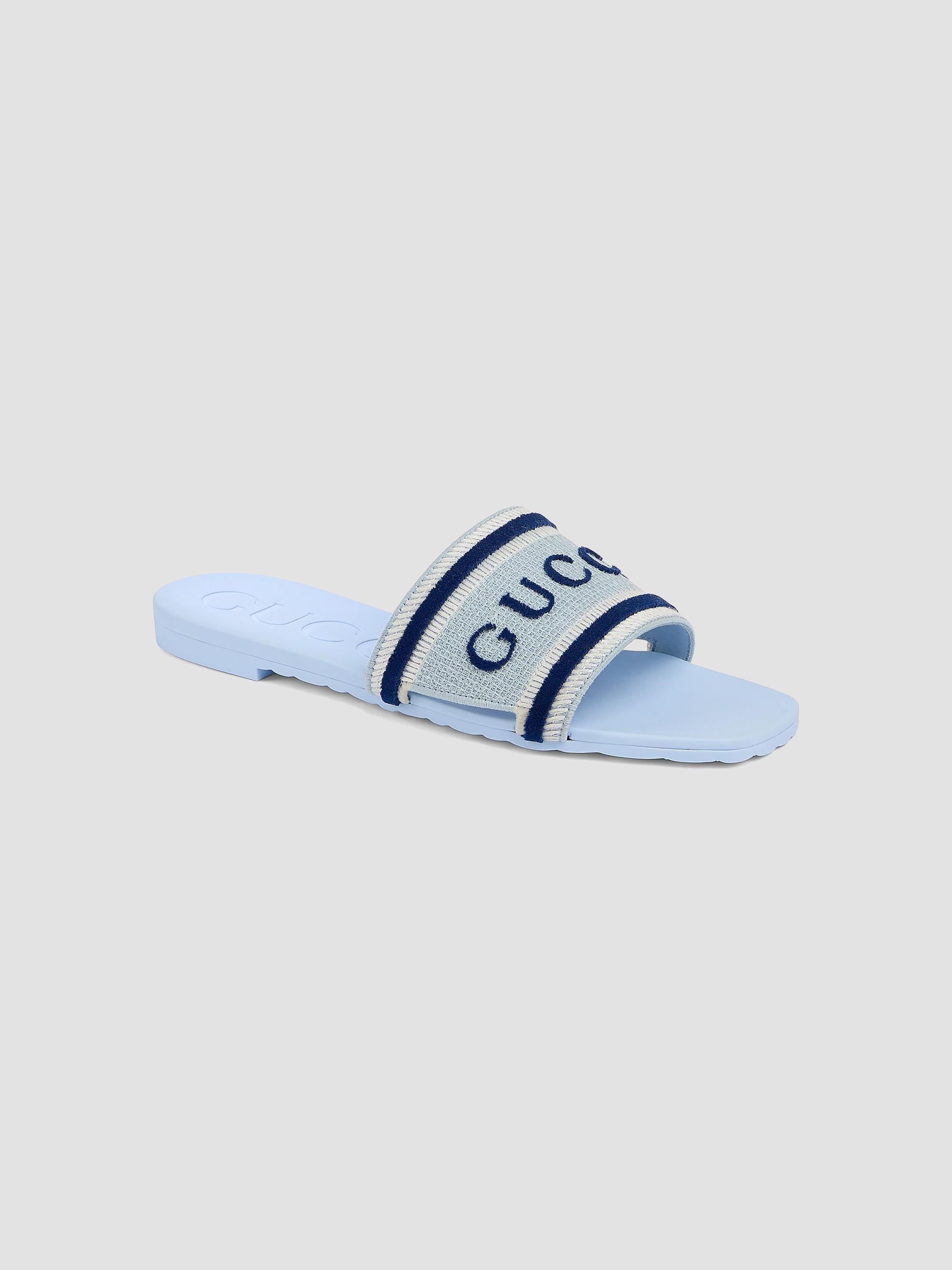 Gucci Luna Logo Cotton Canvas Sandals | Saks Fifth Avenue