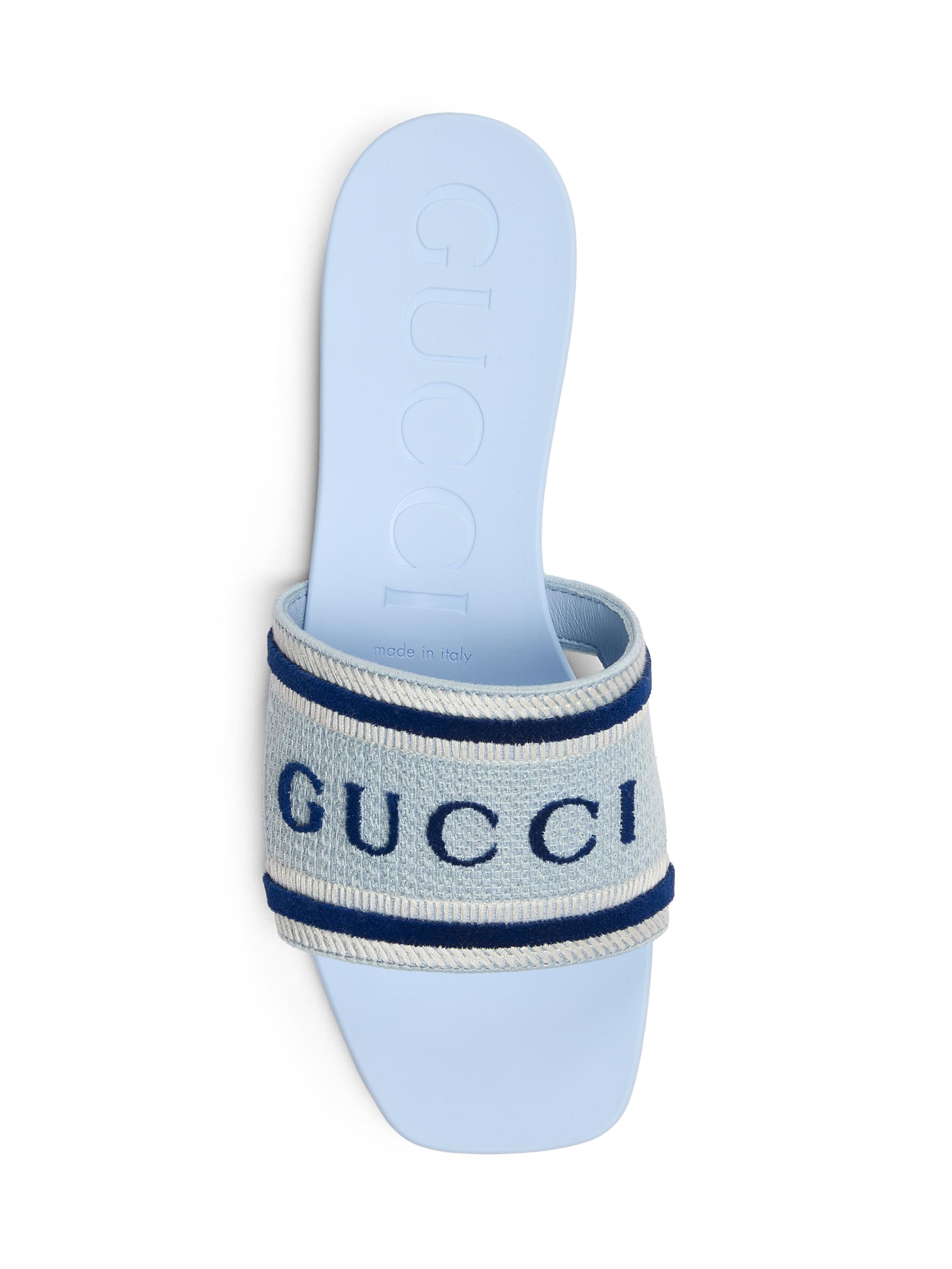 Gucci Luna Logo Cotton Canvas Sandals | Saks Fifth Avenue