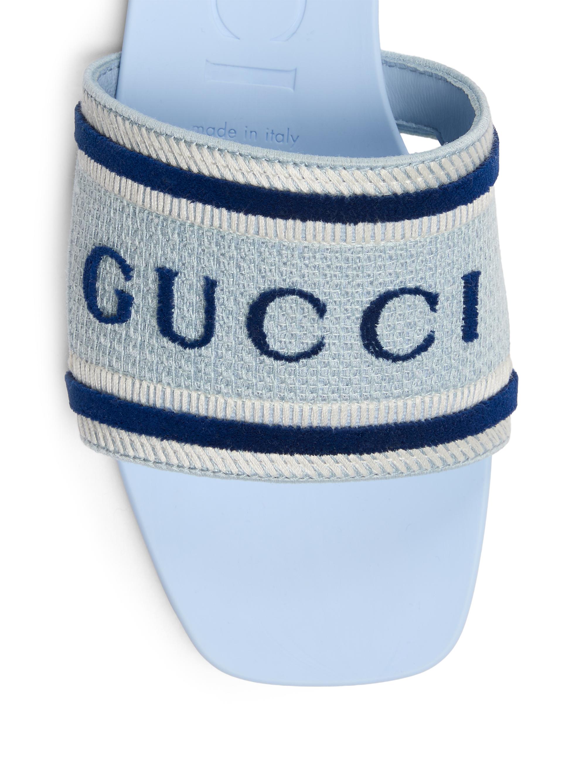 Gucci Luna Logo Cotton Canvas Sandals | Saks Fifth Avenue