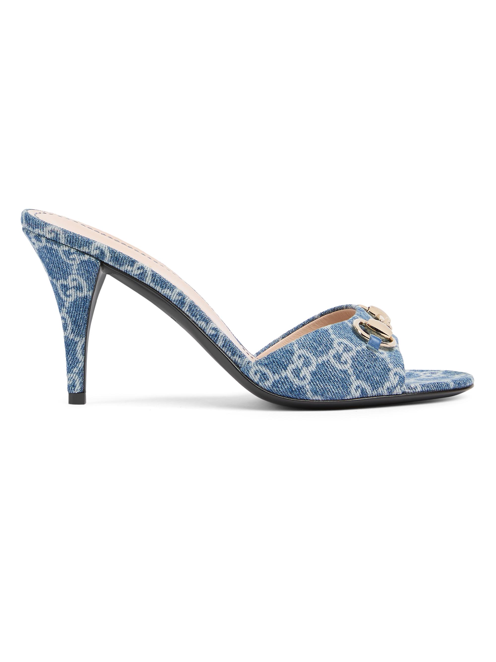 Gucci Women's Erin 85MM GG Canvas Horsebit Sandals - Medium Blue
