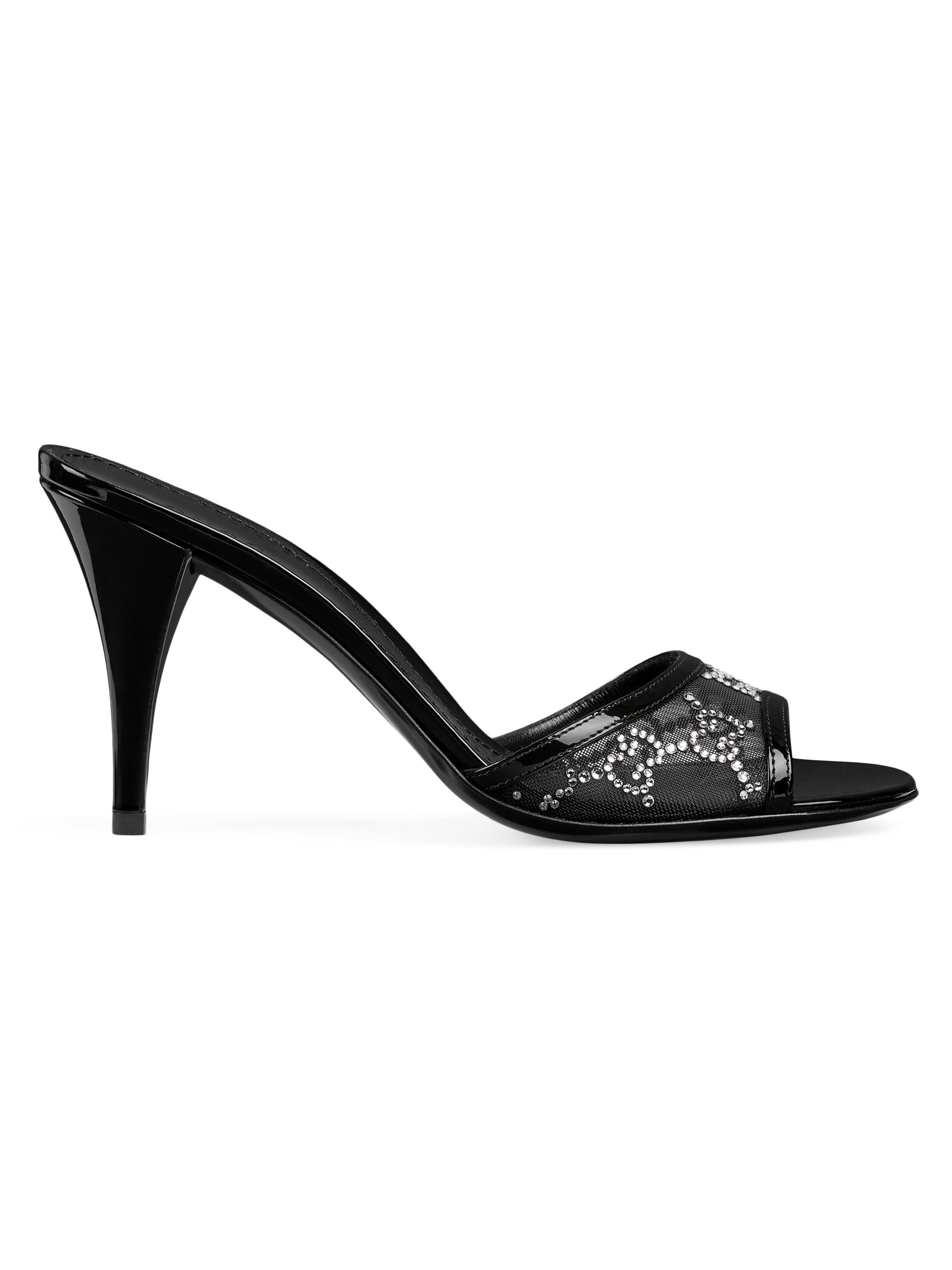 Gucci Women's Erin 85MM GG Crystal Mesh Sandals - Black