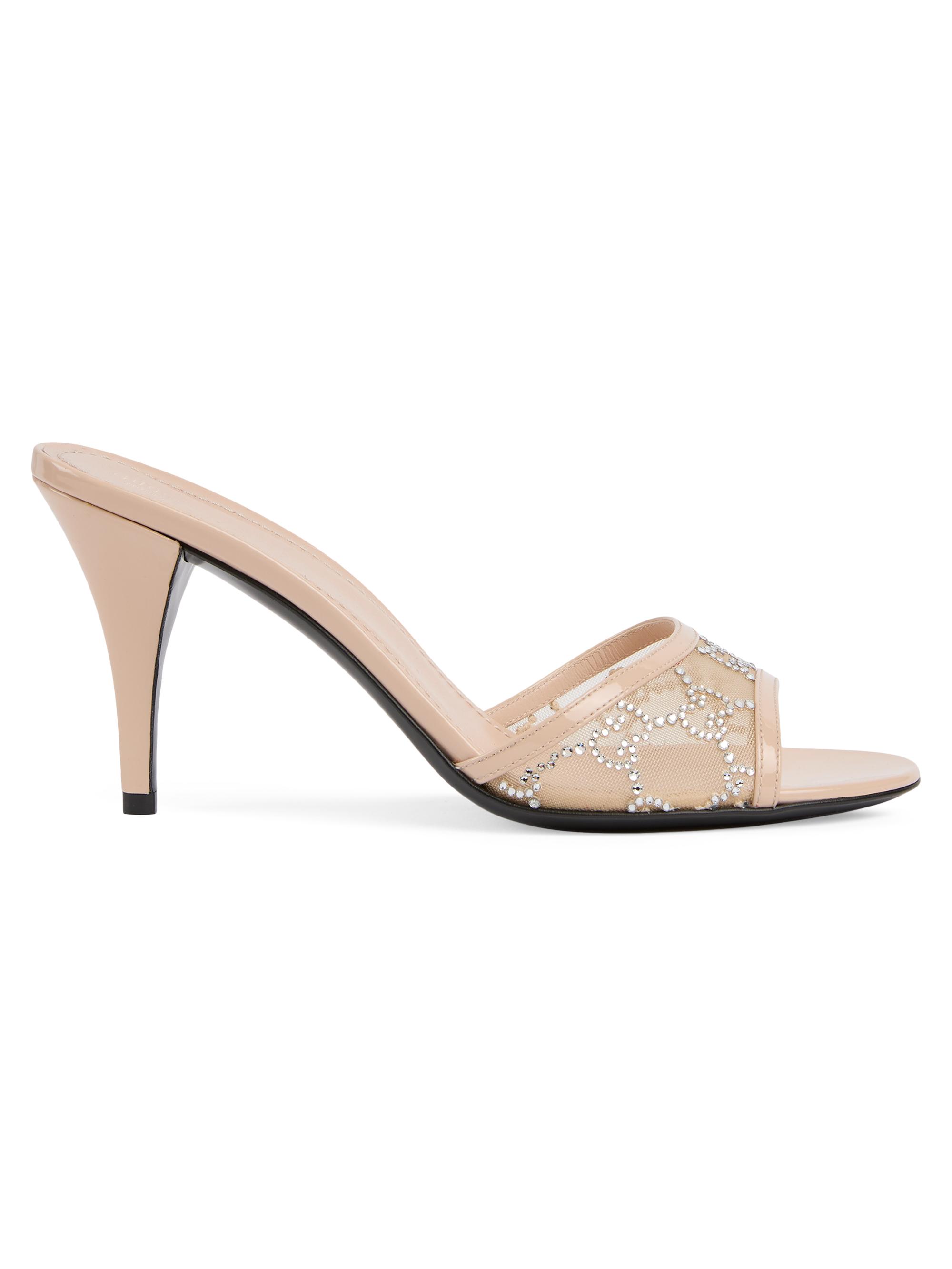Gucci Women's Erin 8MM GG Crystal Mesh Sandals - Shell