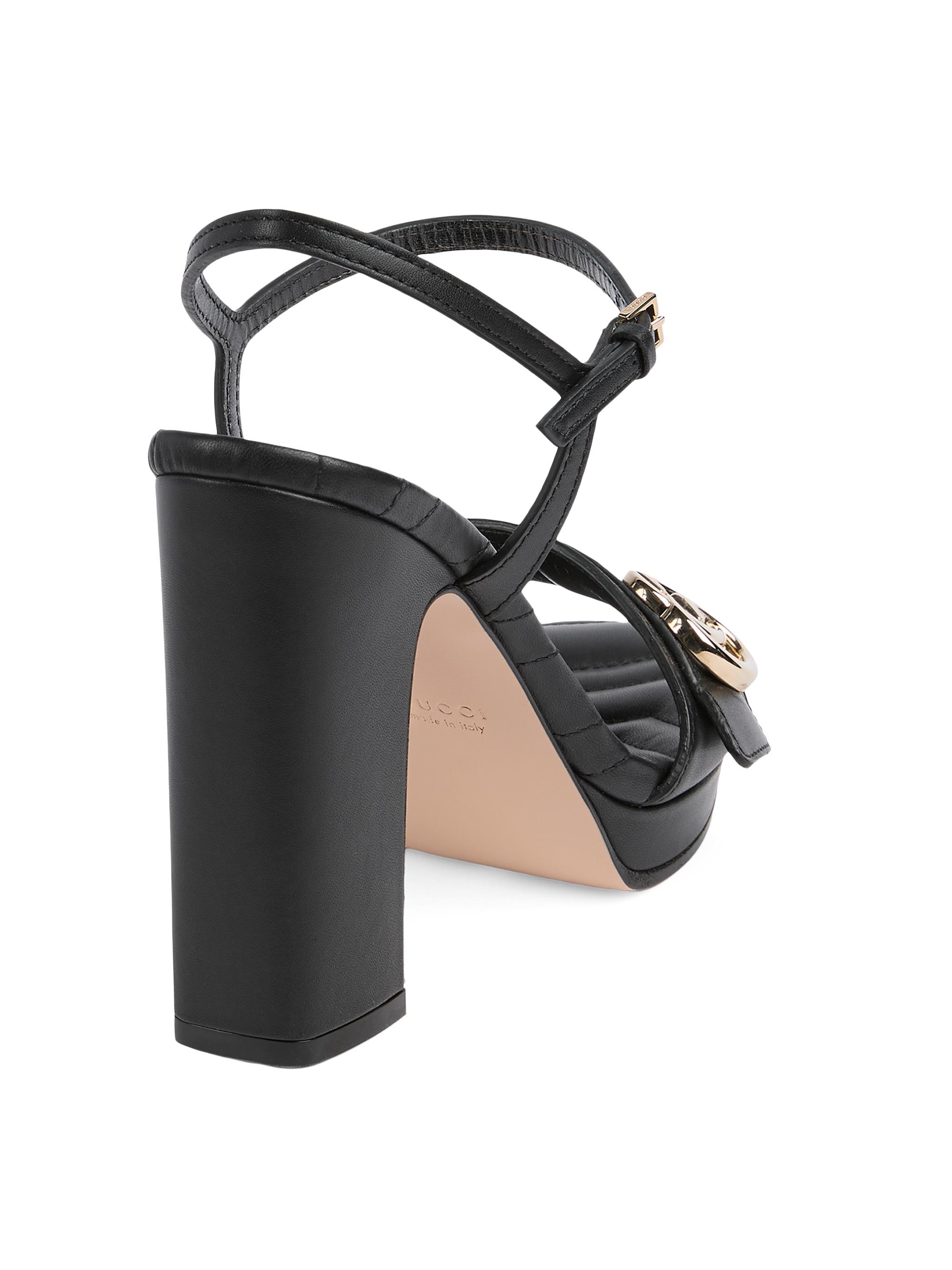 Gucci New Marmont Leather Platform Sandals | Saks Fifth Avenue