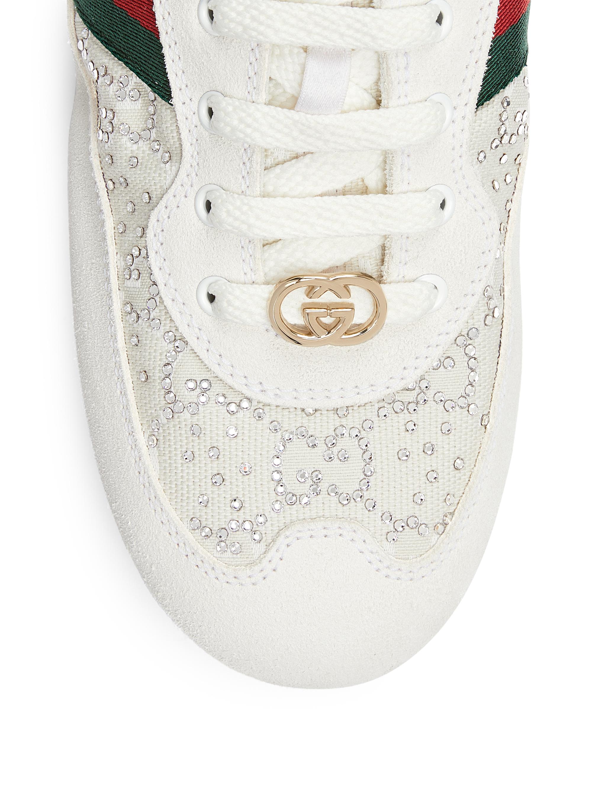 Gucci Shift GG Crystal-Embellished Sneakers | Saks Fifth Avenue