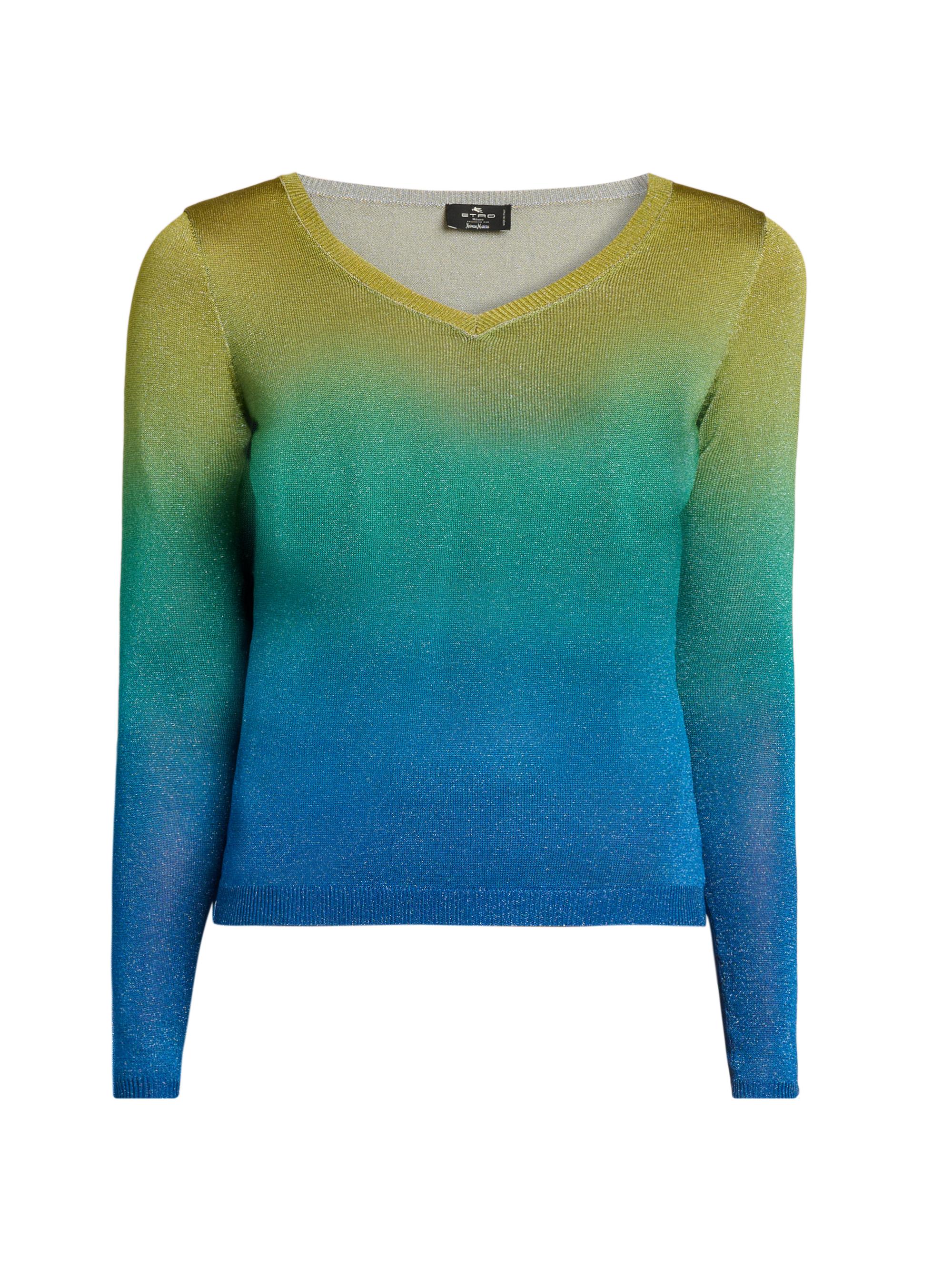 Etro Women's Gradient Metallic Knit Sweater - Multicolor Blue Base