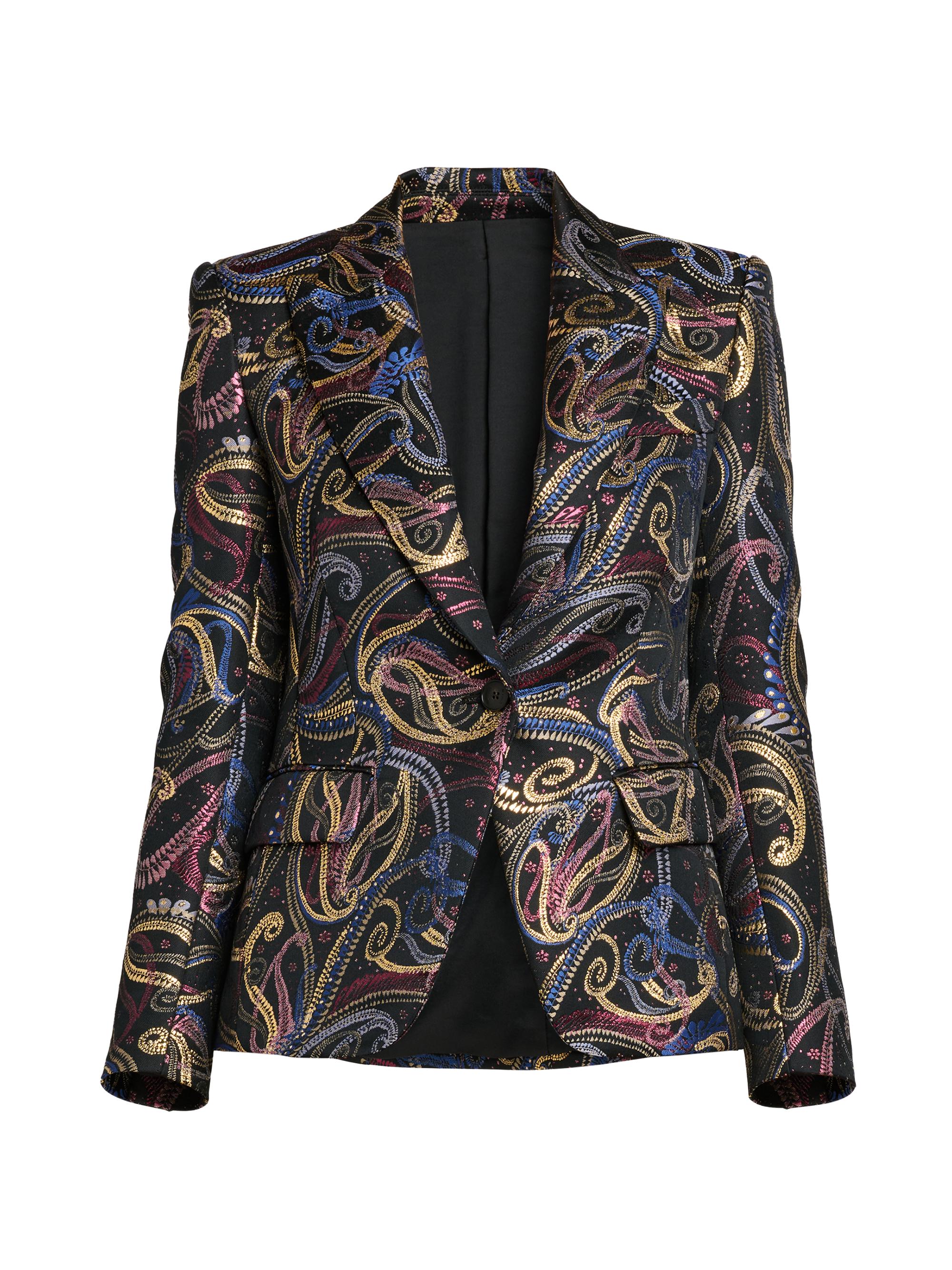 Etro Women's Paisley Jacquard Fitted Blazer - Multicolor Black Base
