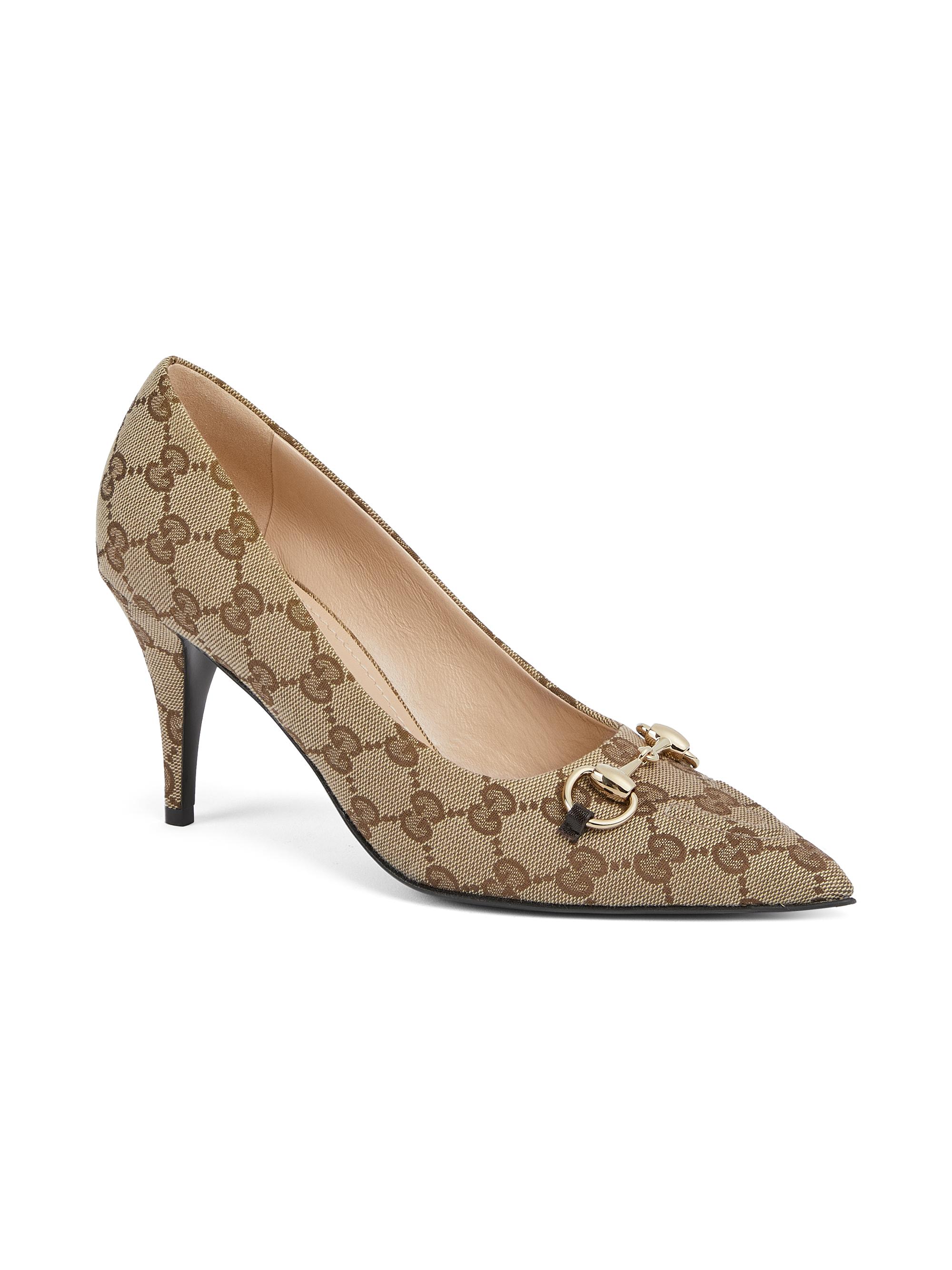 Gucci Erin 85MM Horsebit GG Canvas Pumps | Saks Fifth Avenue