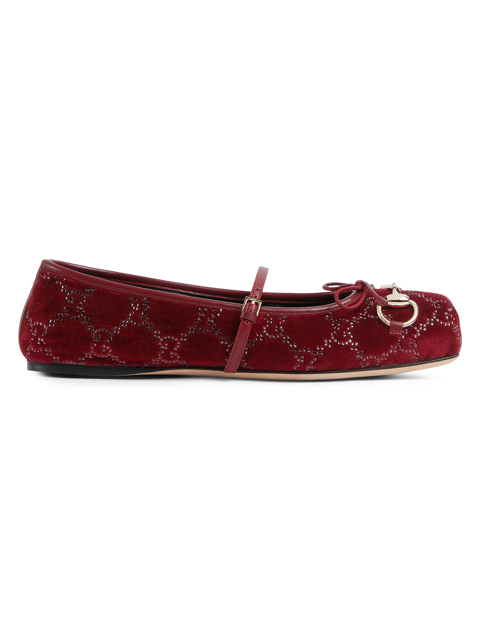 Gucci Women's Velvet Horsebit Ballerina Flats - Black