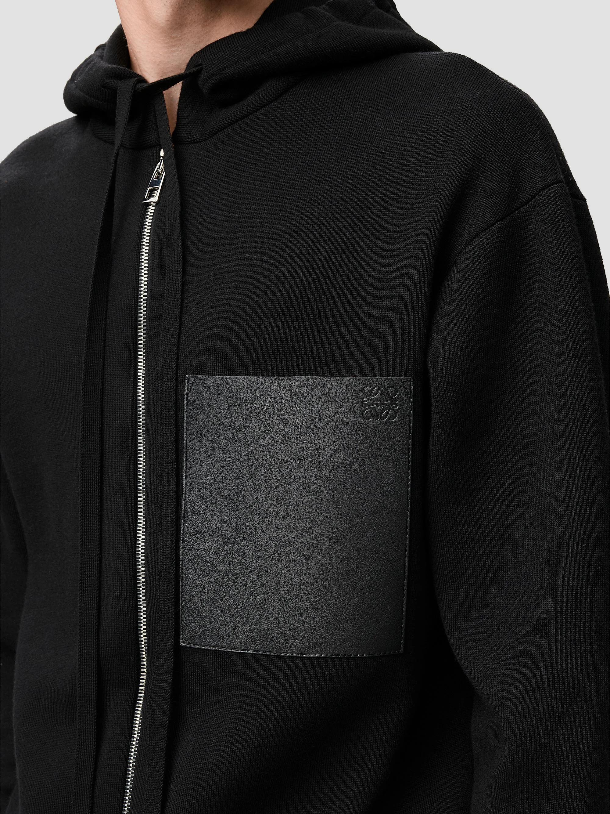 LOEWE フーディー ブラック XL LOEWE Leather Patch Pocket & Wool Zip-Front Hoodie | Saks Fifth Avenue