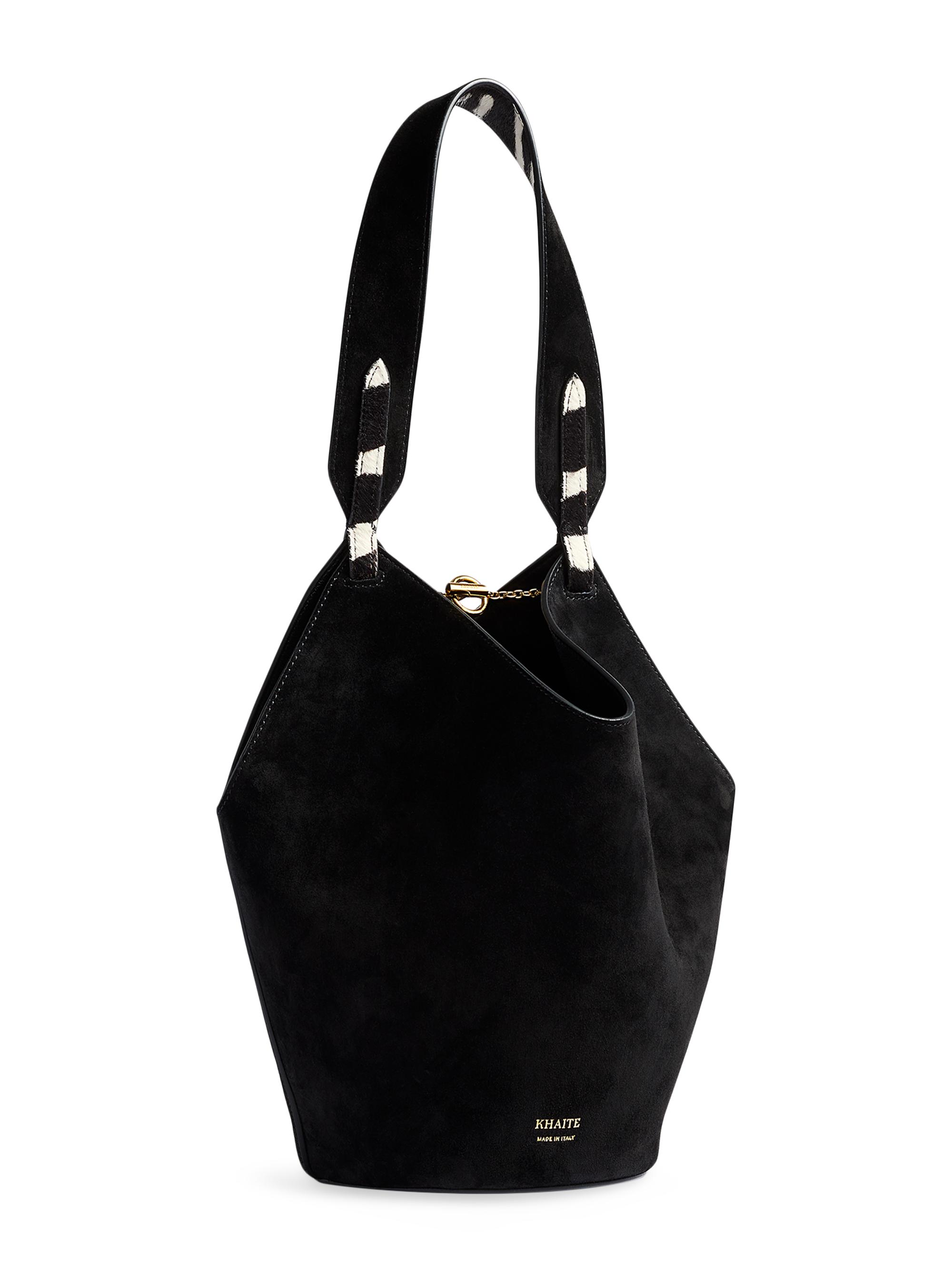 Khaite Women's Mini Lotus Zebra-Print & Leather Tote Bag - Black White