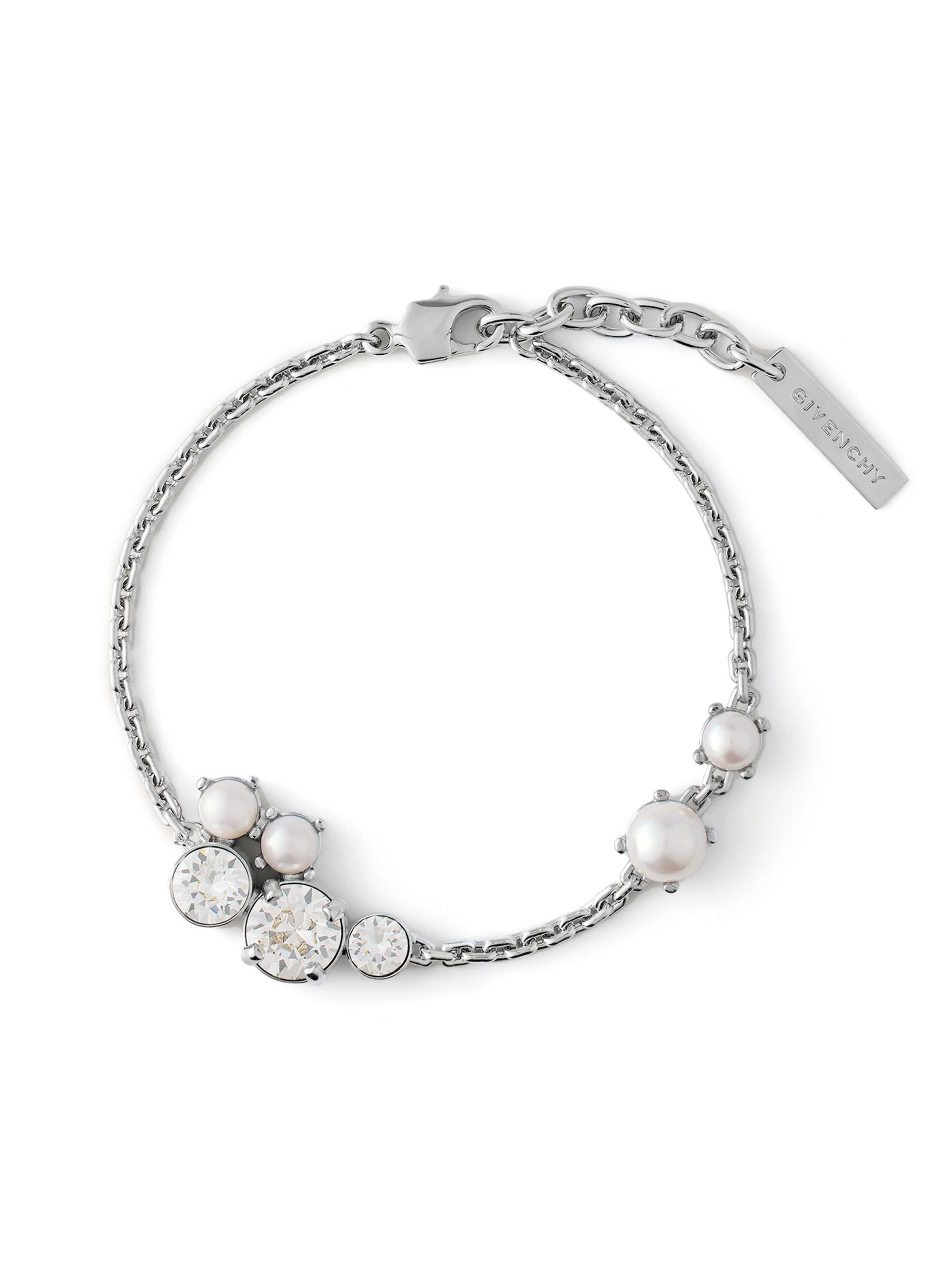 Givenchy Women's Crystal Pearl Bracelet Necklace in Metal, Crystals and Pearls - White Silvery