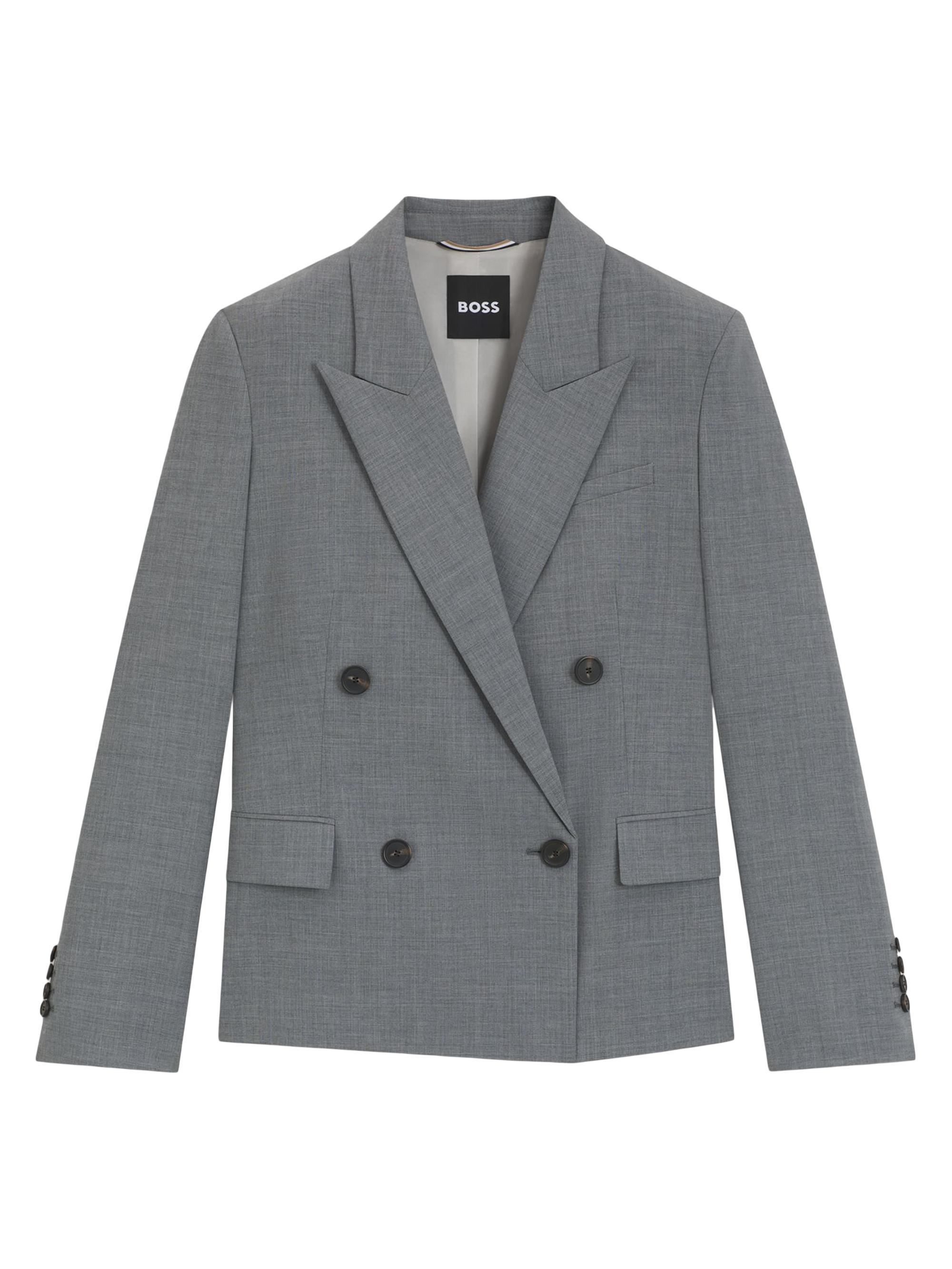 BOSS Women's Regular-Fit Blazer in Melange Virgin Wool - Grey